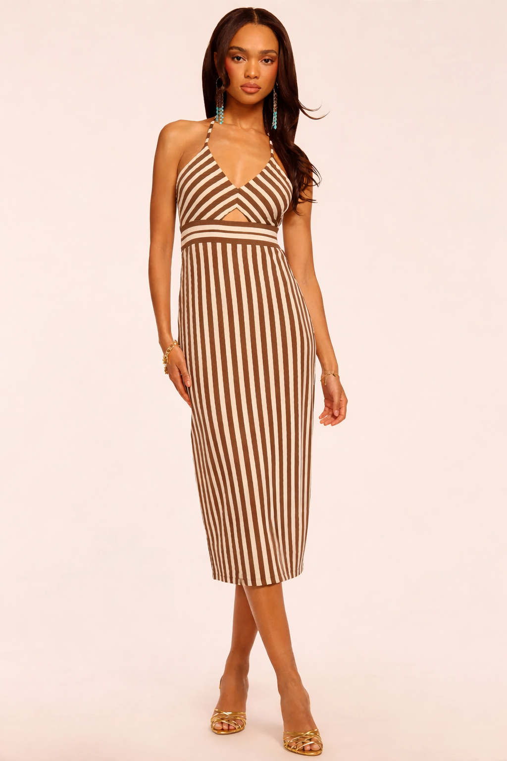 Stevie Textured Stripe Midi Dress