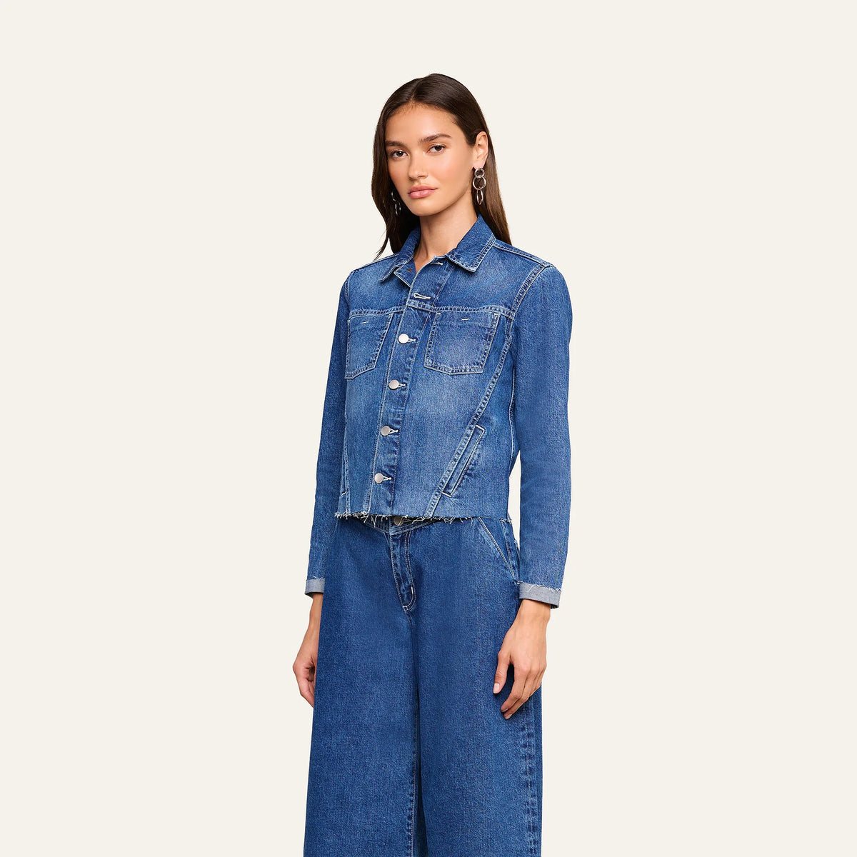 L'Agence Janelle Slim Raw Jacket - Atlantis