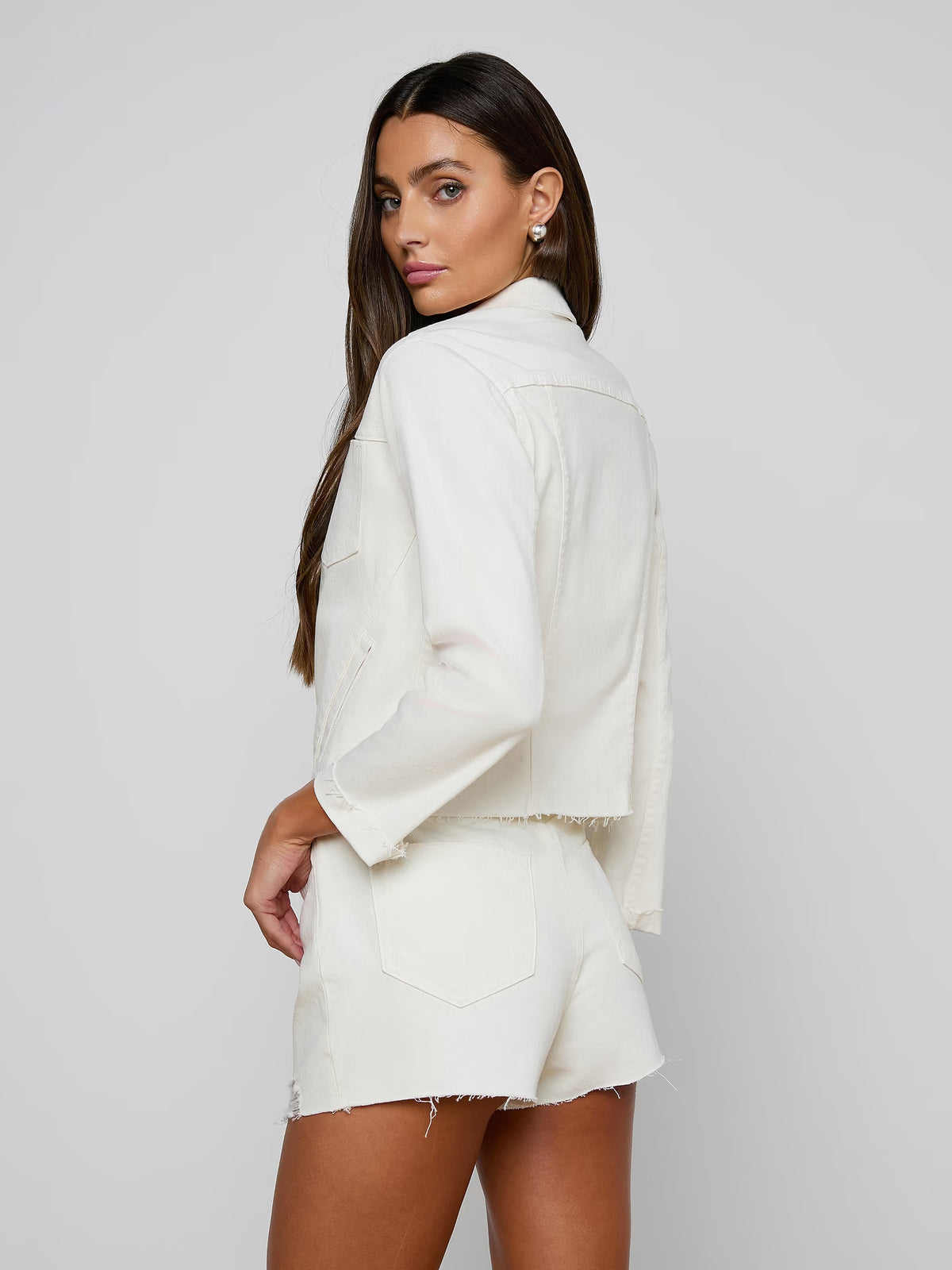 L'Agence Janelle Jean Jacket - Light Ecru