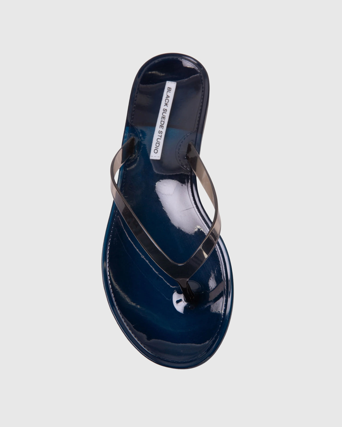 Black Suede Studio Crystal Sandal - Navy