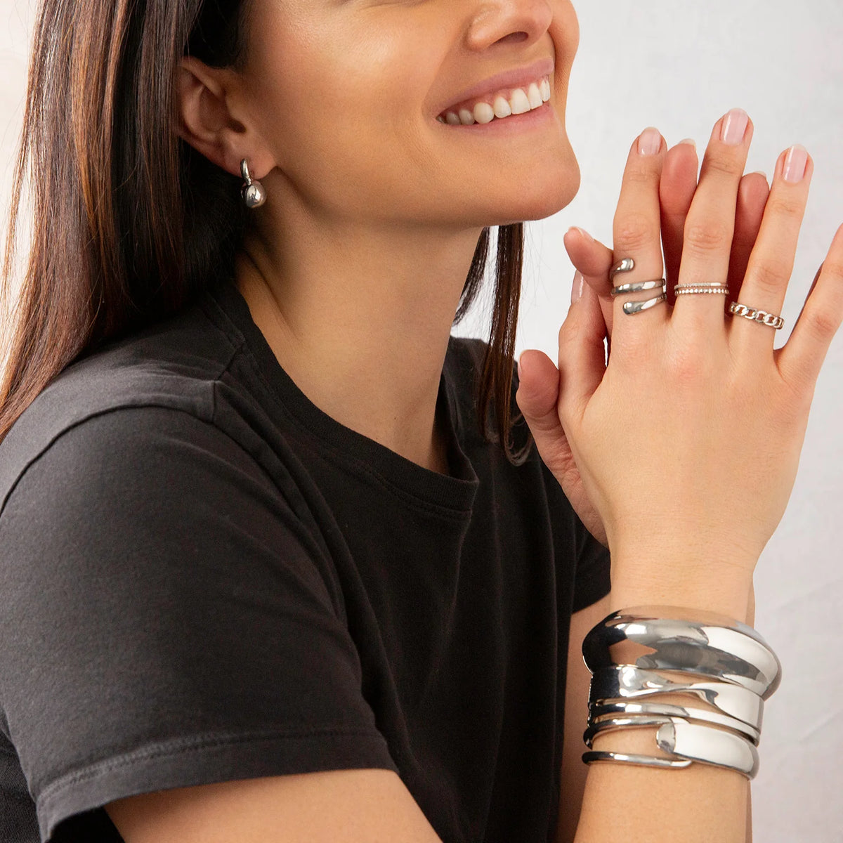 Marlyn Schiff Domed Bangle - Silver