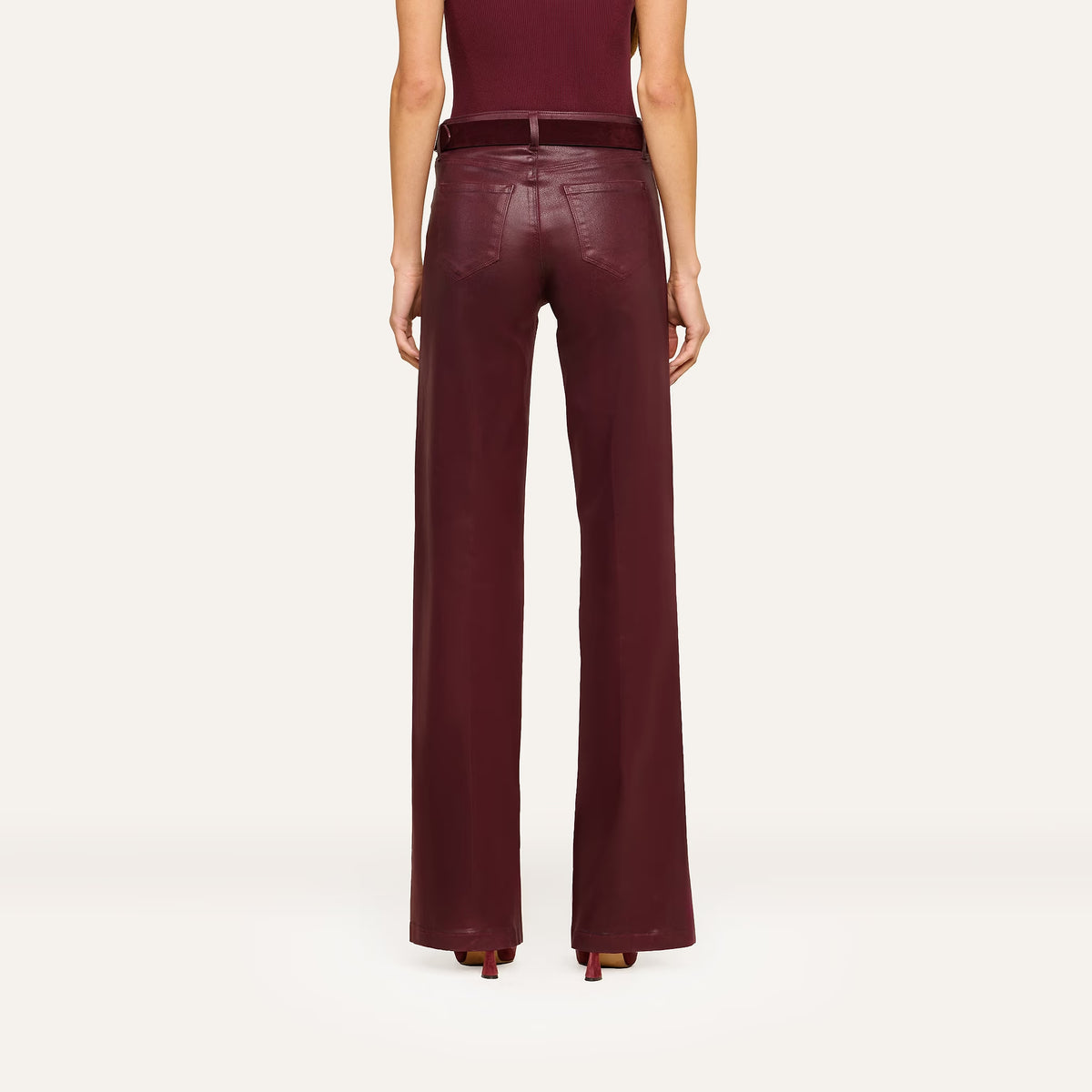 Clayton Coated Wide-Leg Jean - Deep Sangria