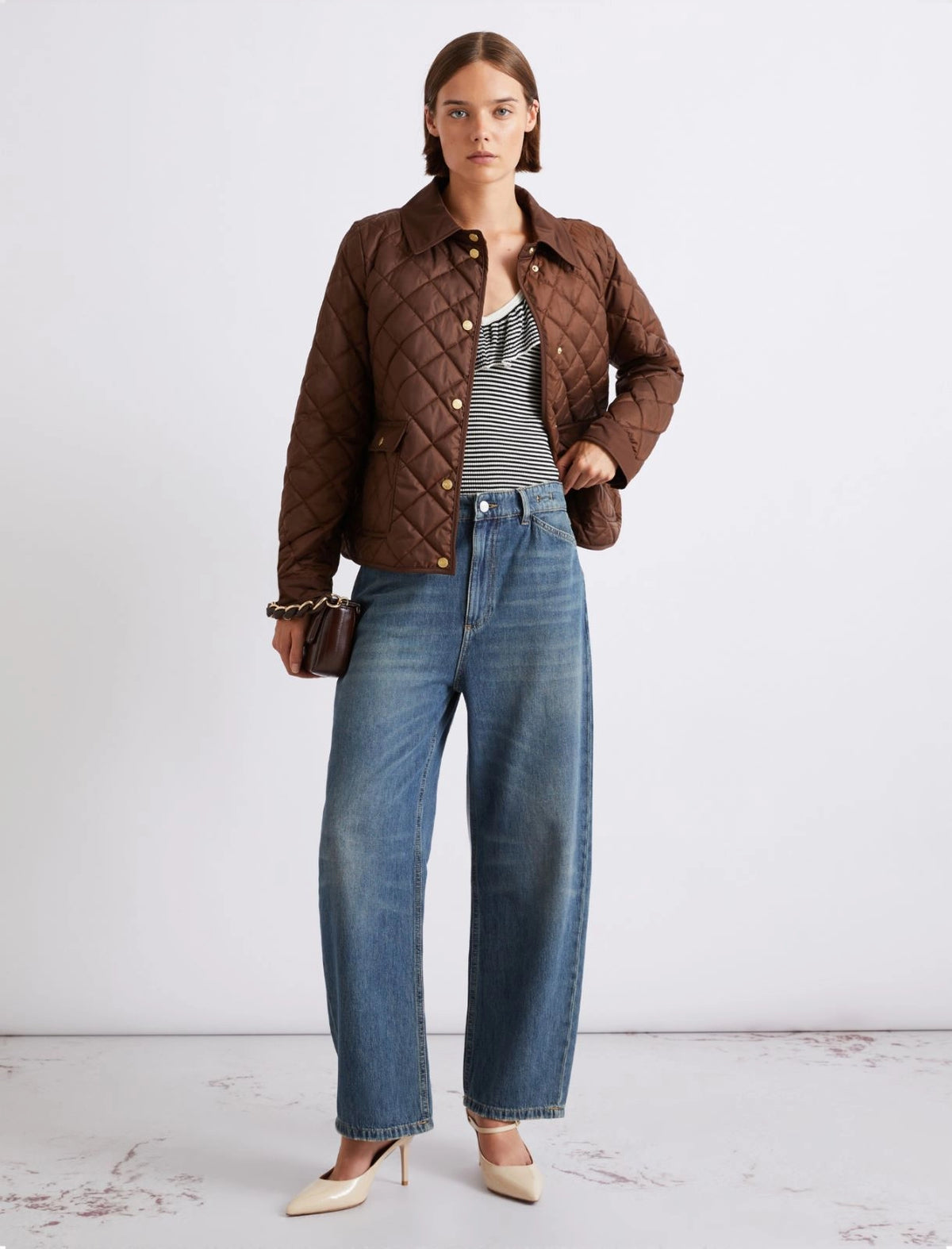 Quilted Shirt-Neck Down Jacket