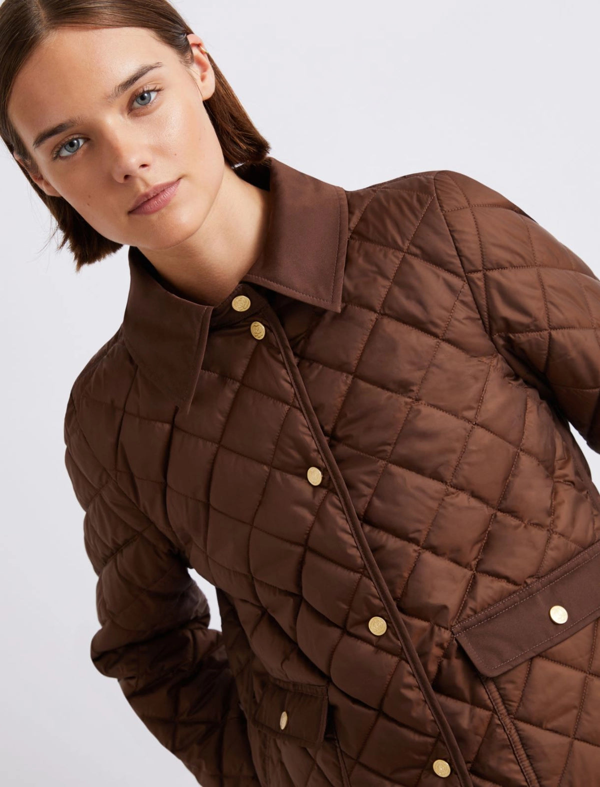 Quilted Shirt-Neck Down Jacket