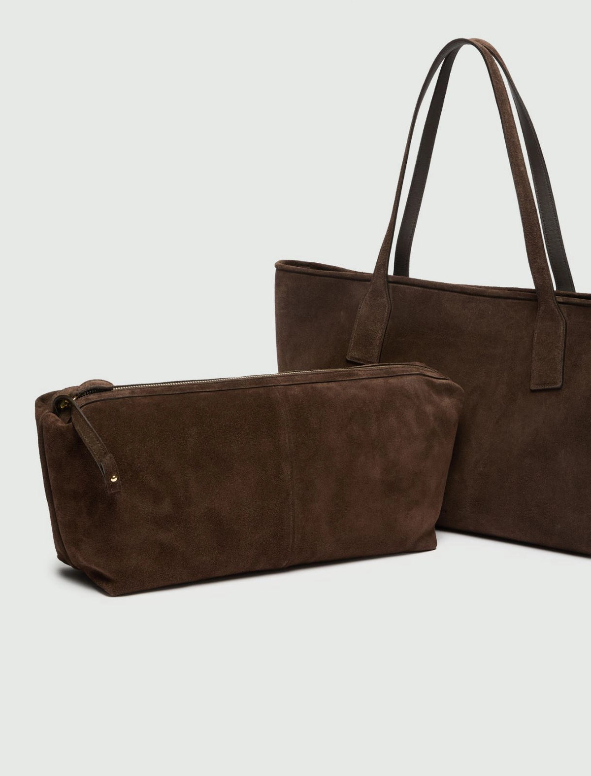 Marella Suede shopper bag - DARK BROWN