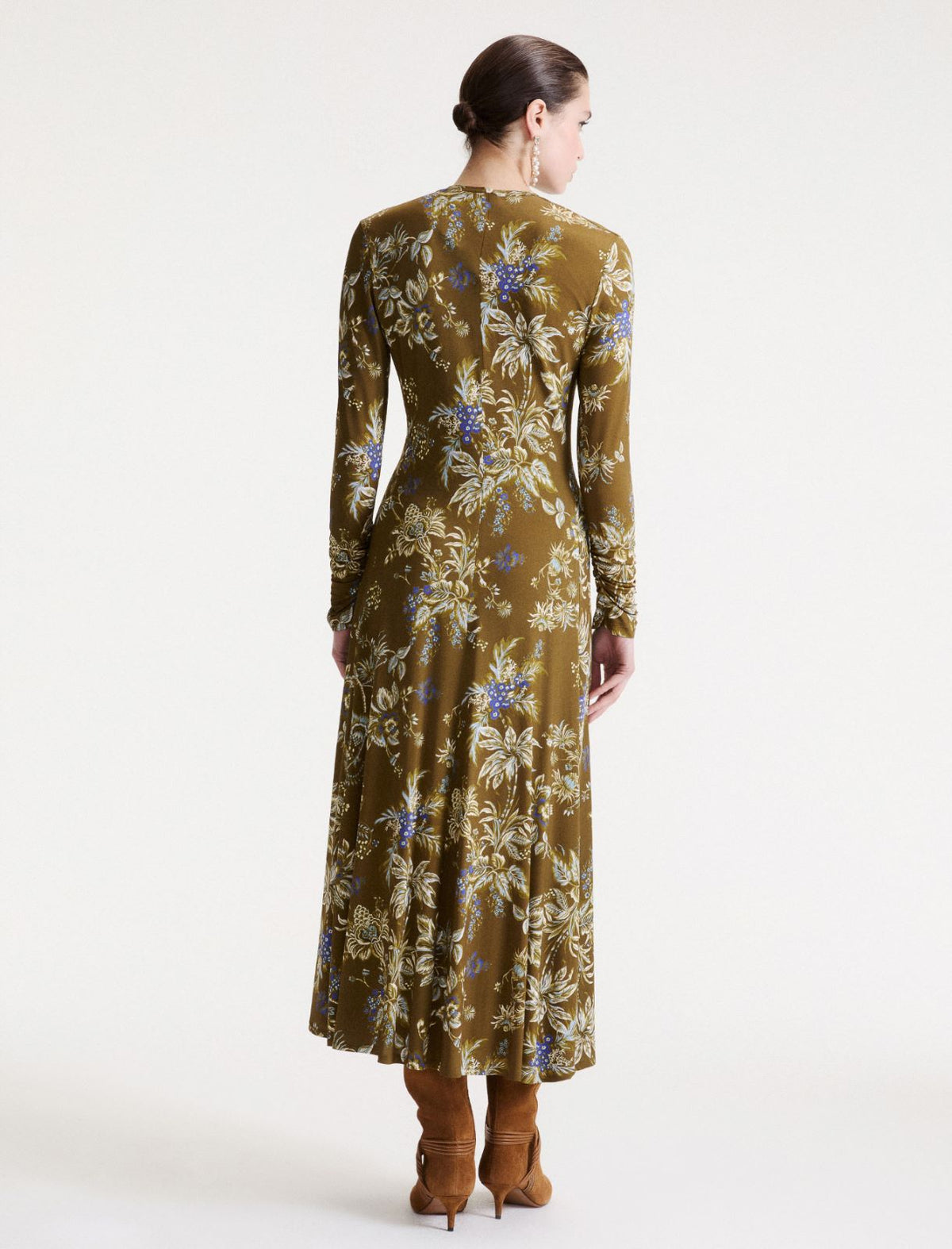 Marella Flounce-detail jersey dress - Kaki