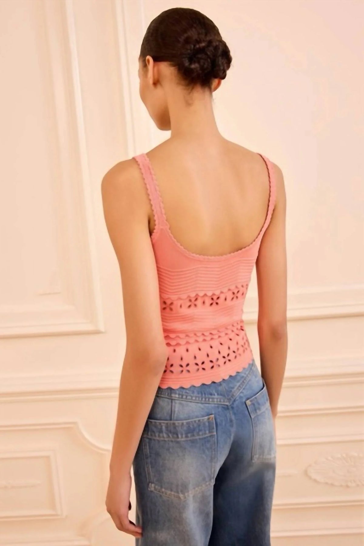 Ulla Johnson Esme Eyelet Knit Camisole - Coral Peony