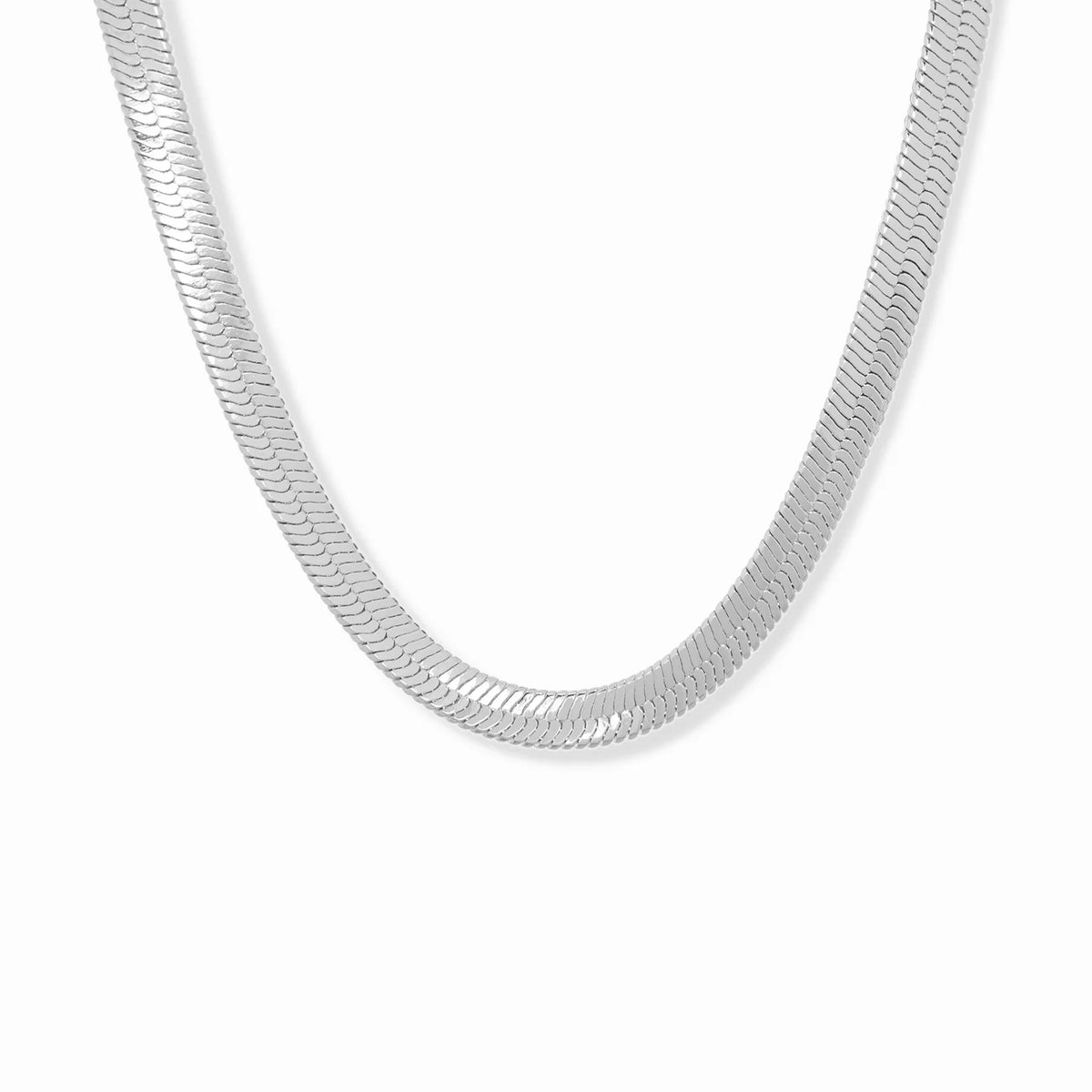 Marlyn Schiff Herringbone Chain Necklace - Silver