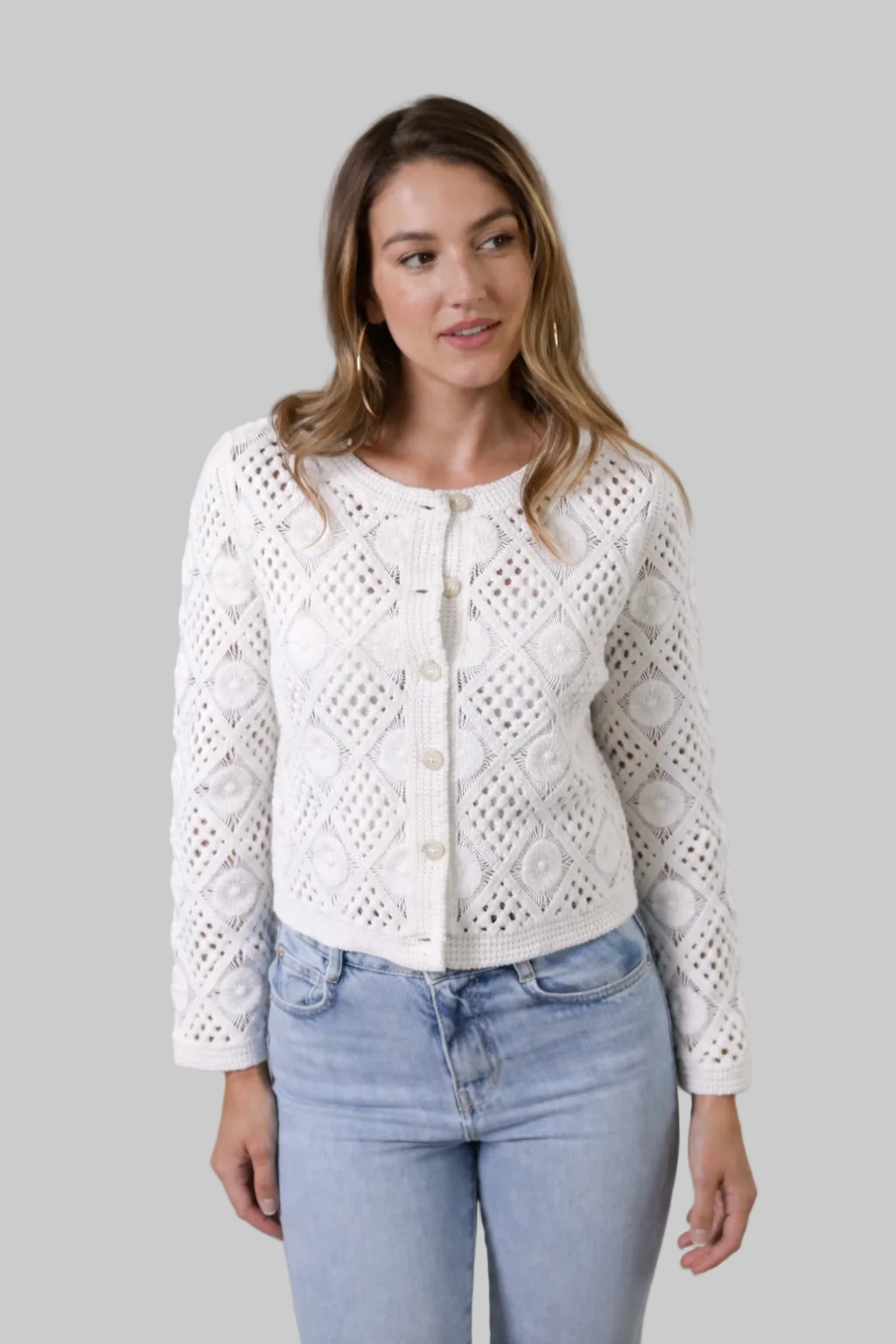 Central Park West Violete Crochet Cardigan