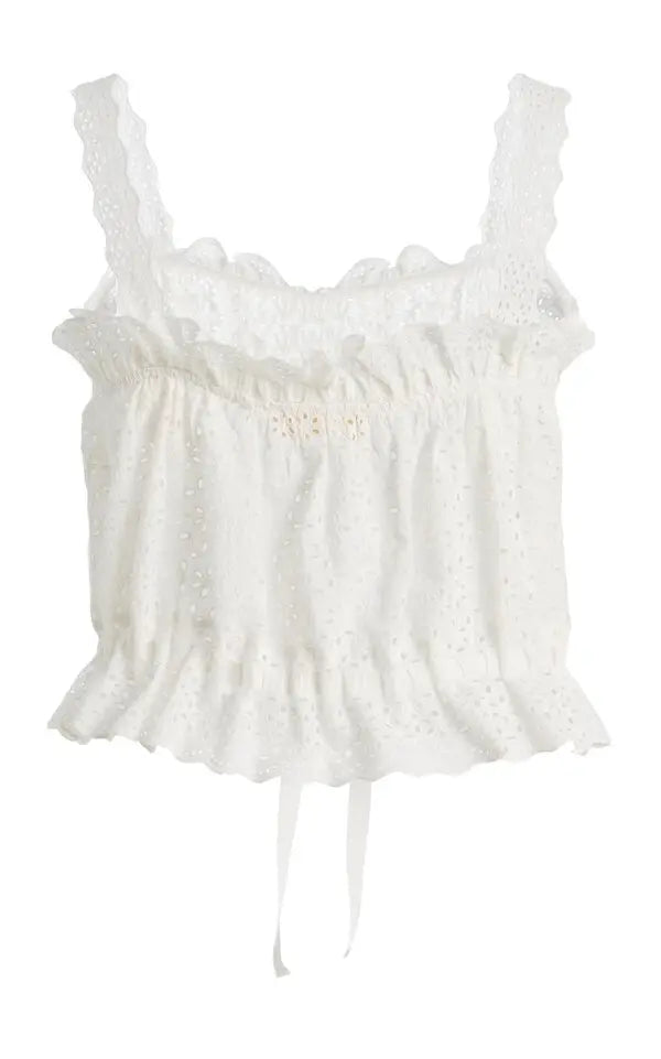 Ulla Johnson Isola Gathered Cotton Top - Pristine