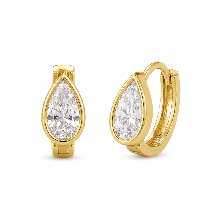 Sahira Pear Bezel Mini Hoop