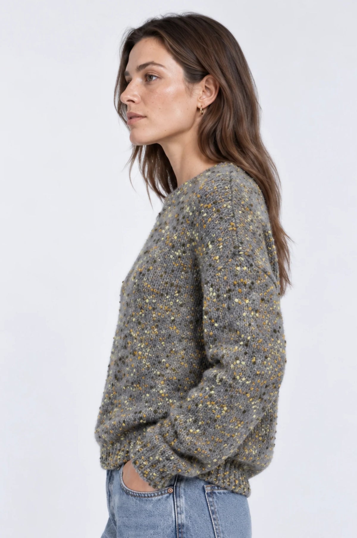 Minnie Rose Boxy Long Sleeve Crew Neck