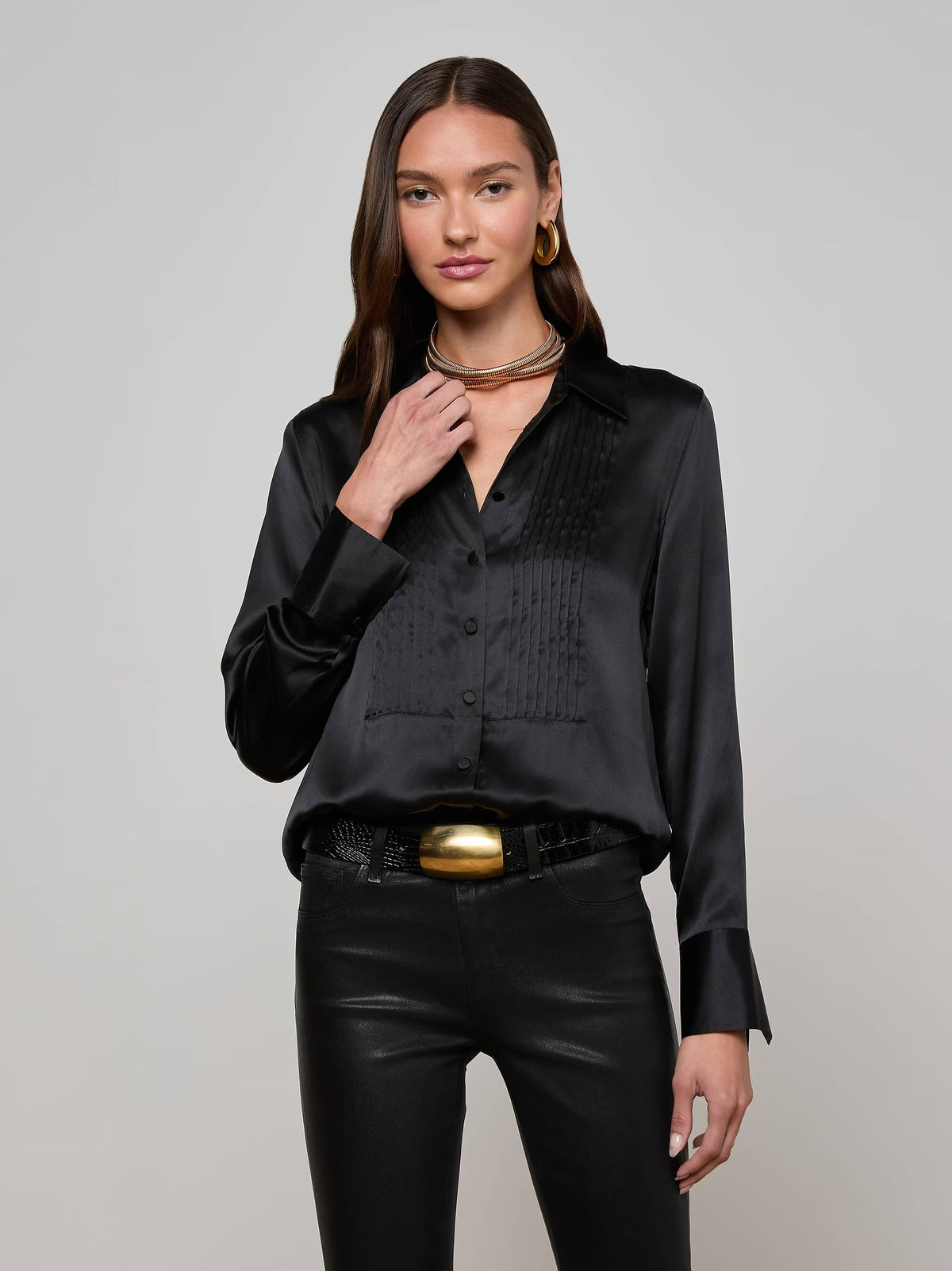 Divya Tux Shirt-Dark Malbec