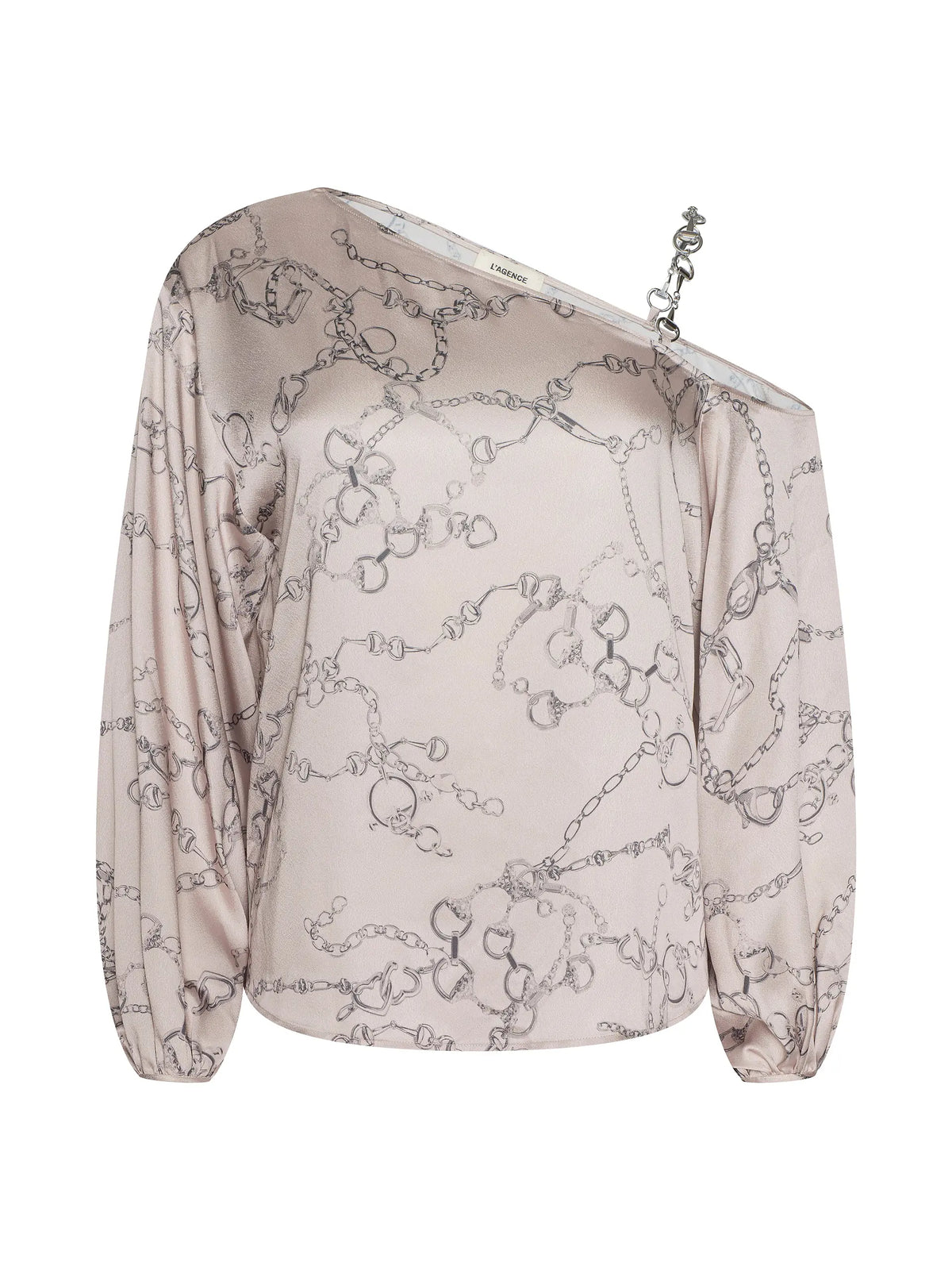 L'Agence Asami Chain One-Shoulder Blouse