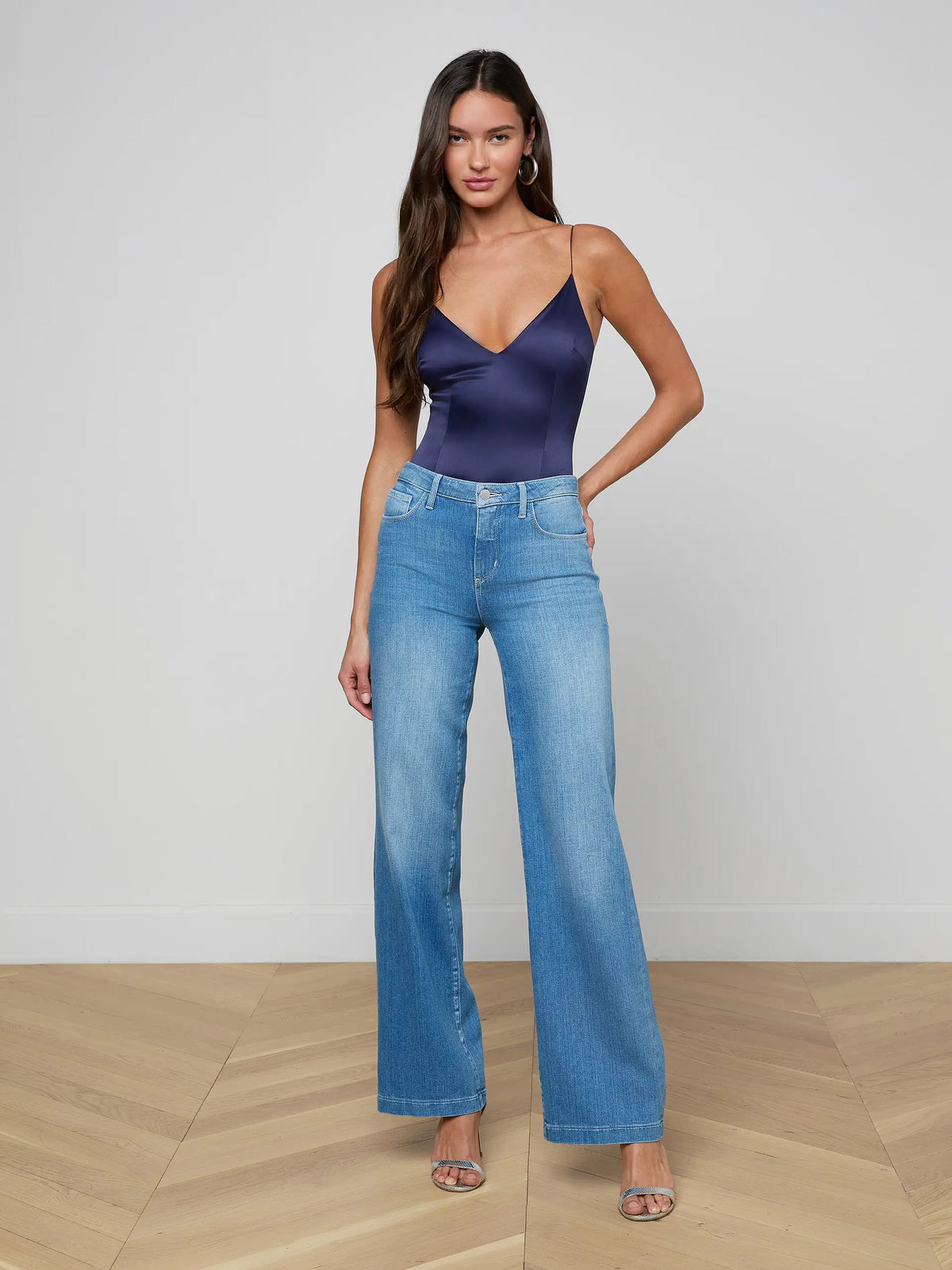 L'Agence Dara Stretch-Satin Bodysuit