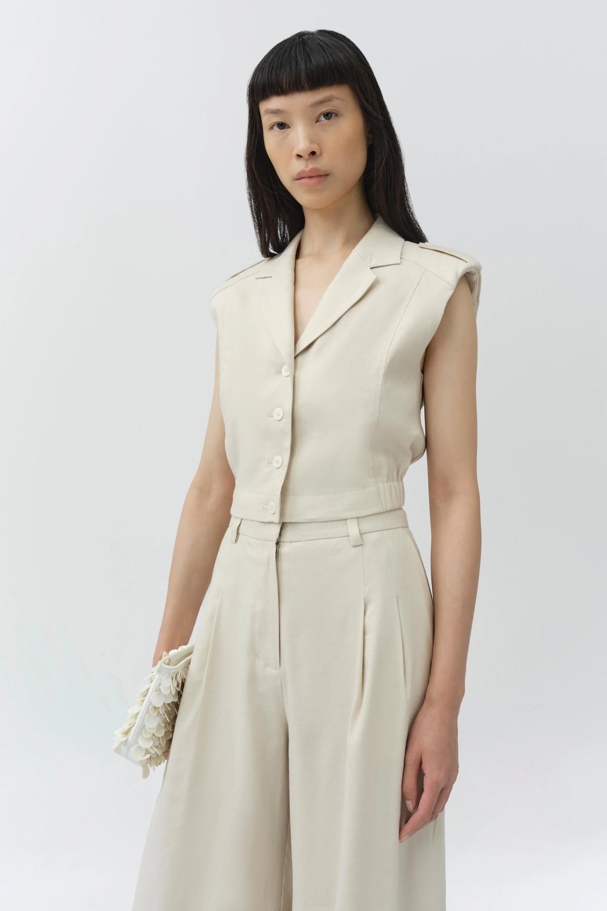 Simhkai York Cropped Linen Vest