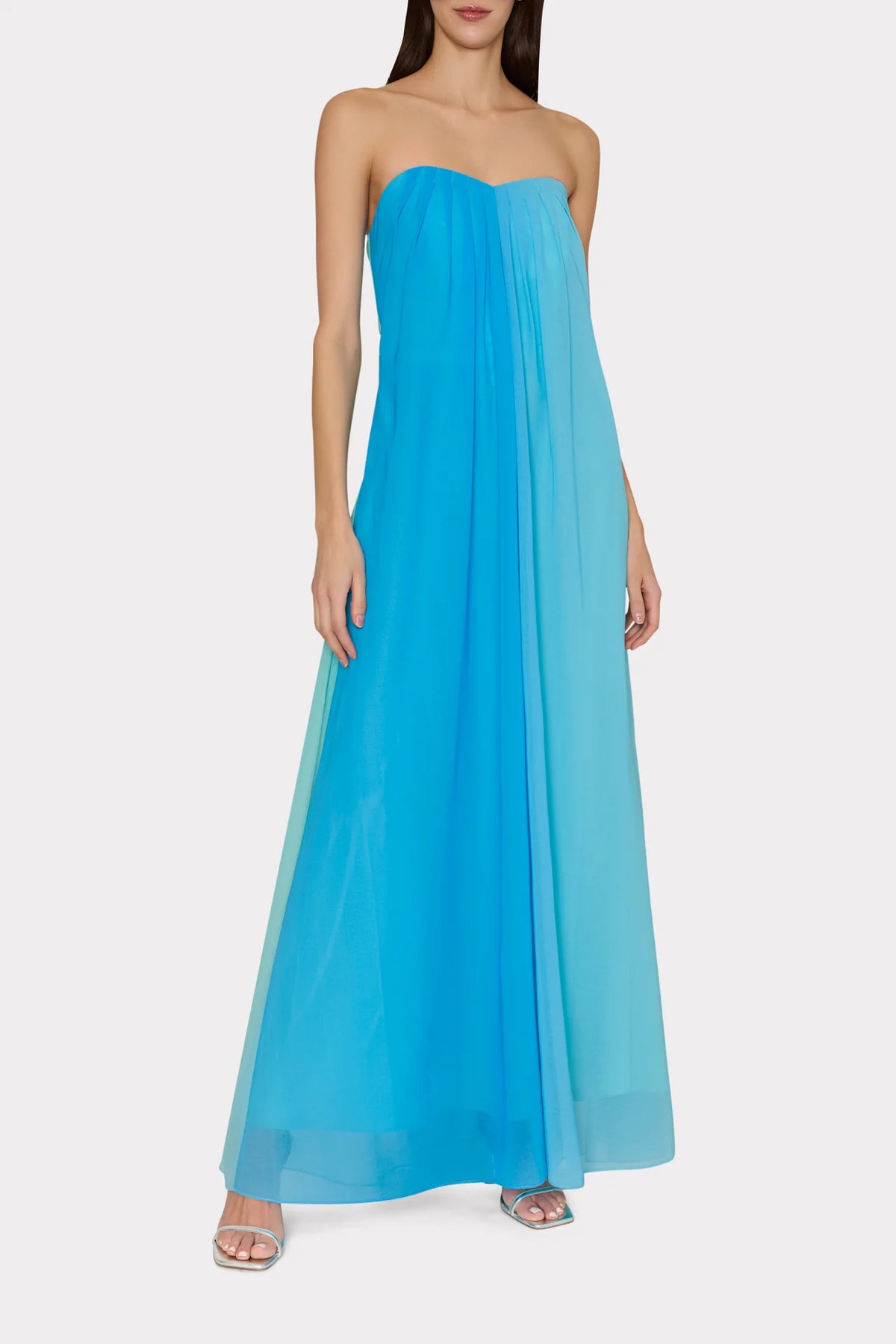 Milly Sunset Strapless Dress - Blue Multi