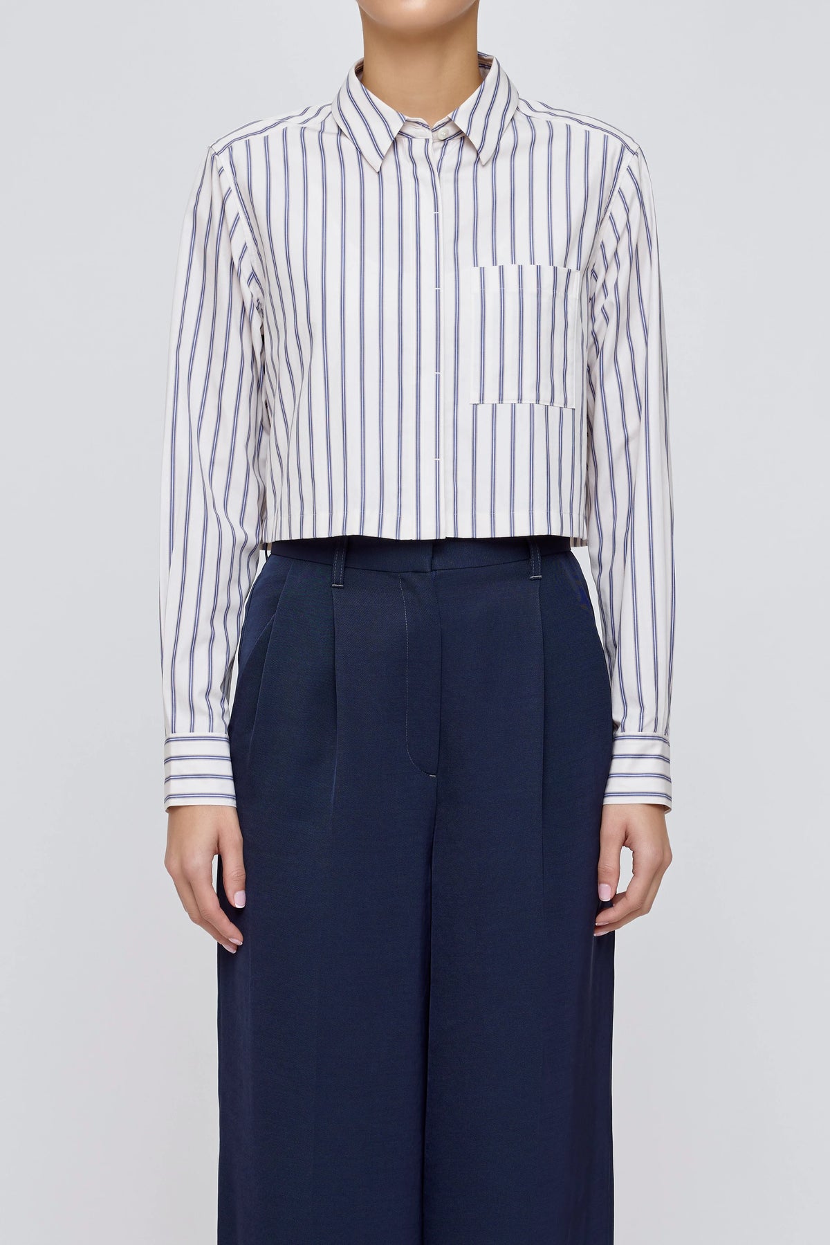 Moussy Basic Striped Cropped Shirt