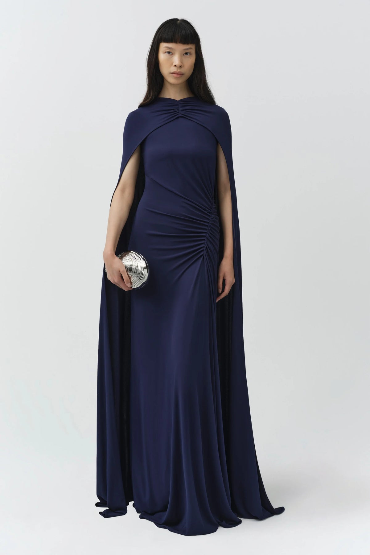 Simkhai Demi Draped Jersey Cape Gown - Midnight
