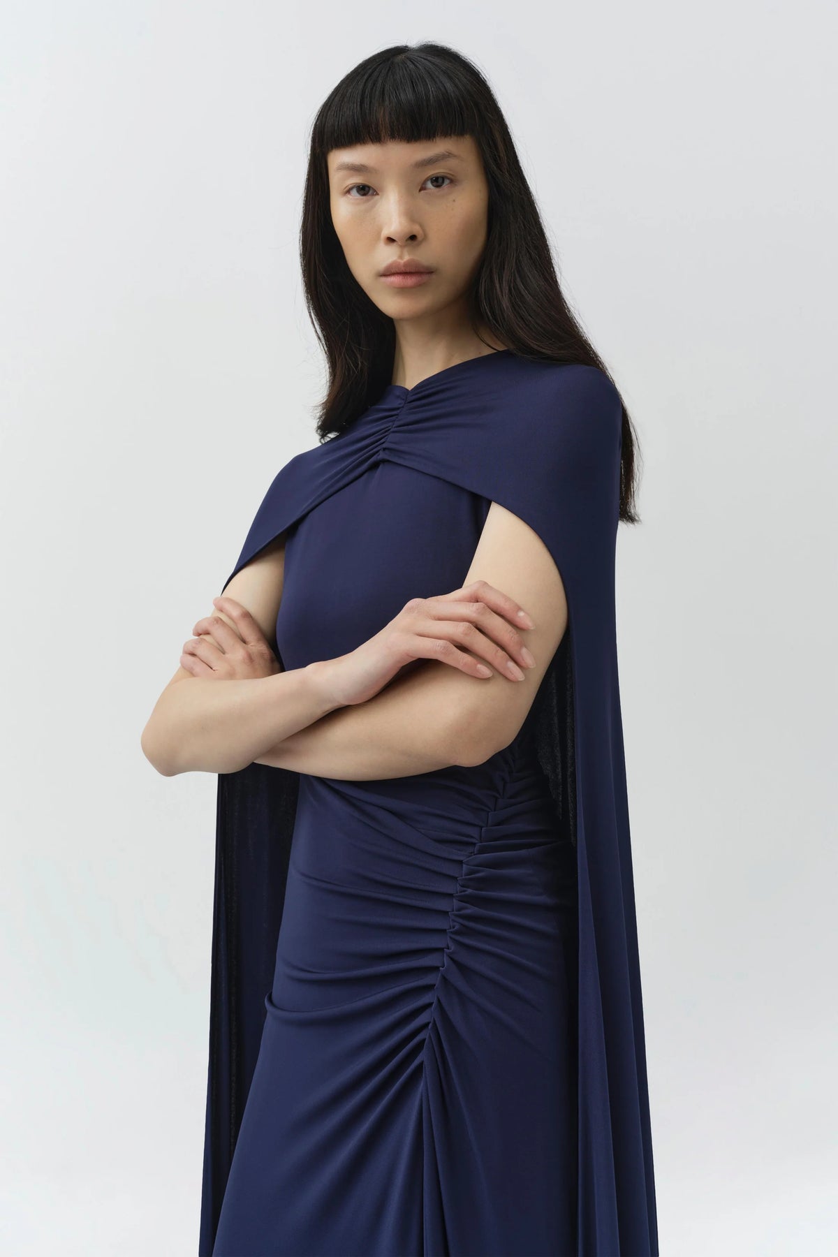 Simkhai Demi Draped Jersey Cape Gown - Midnight