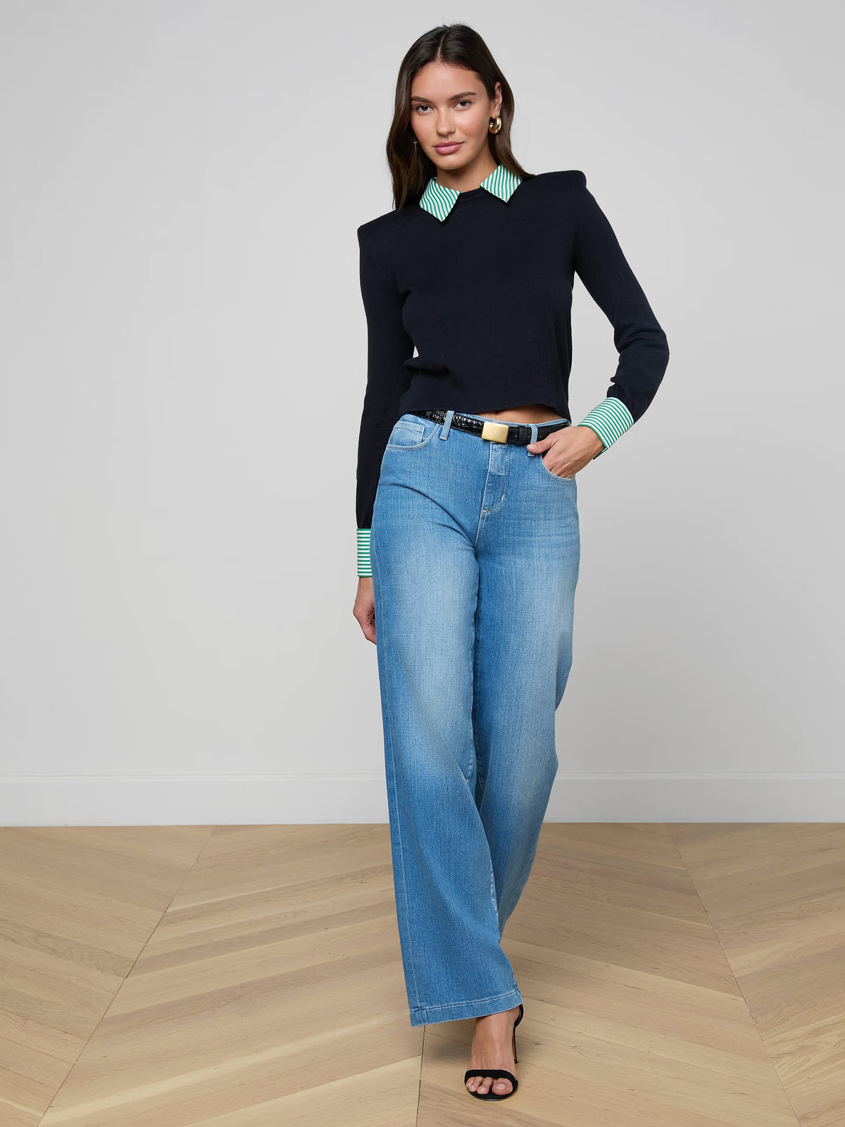 L'Agence April Poplin Collar Pullover