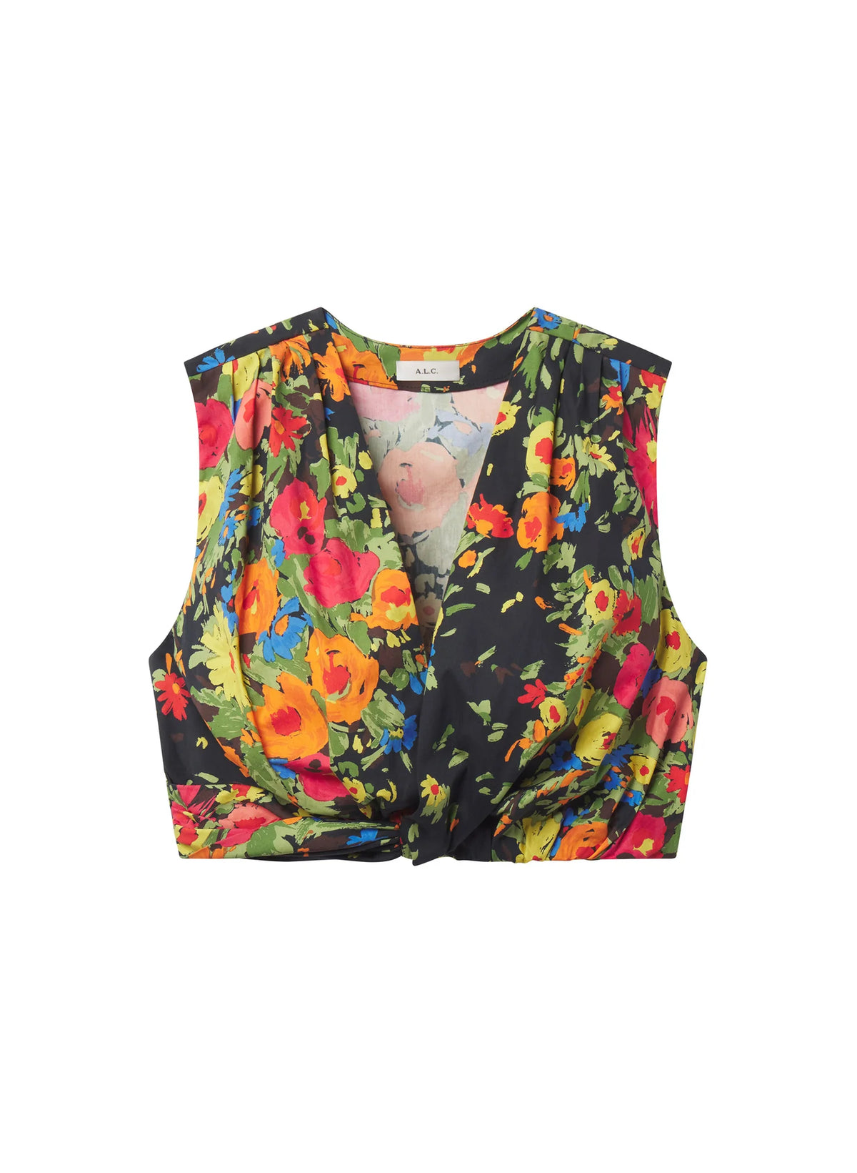 ALC Brooklyn Cropped Floral Top - Black/Persimmon