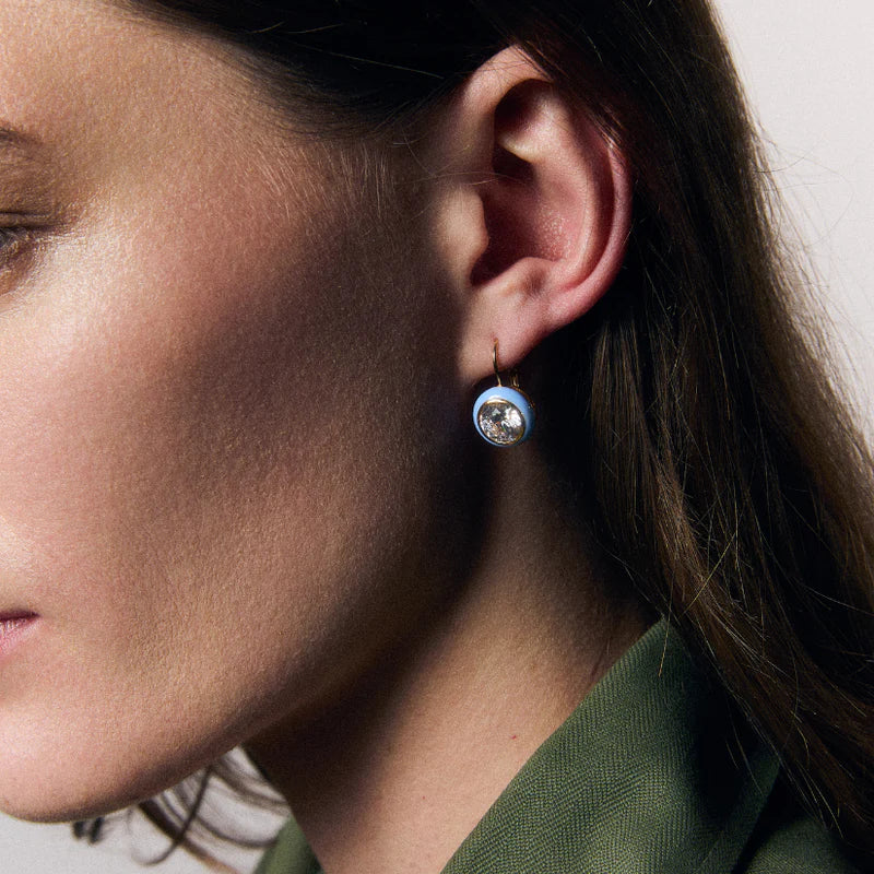 Hart Blue Enamel Bezel Drop Earrings