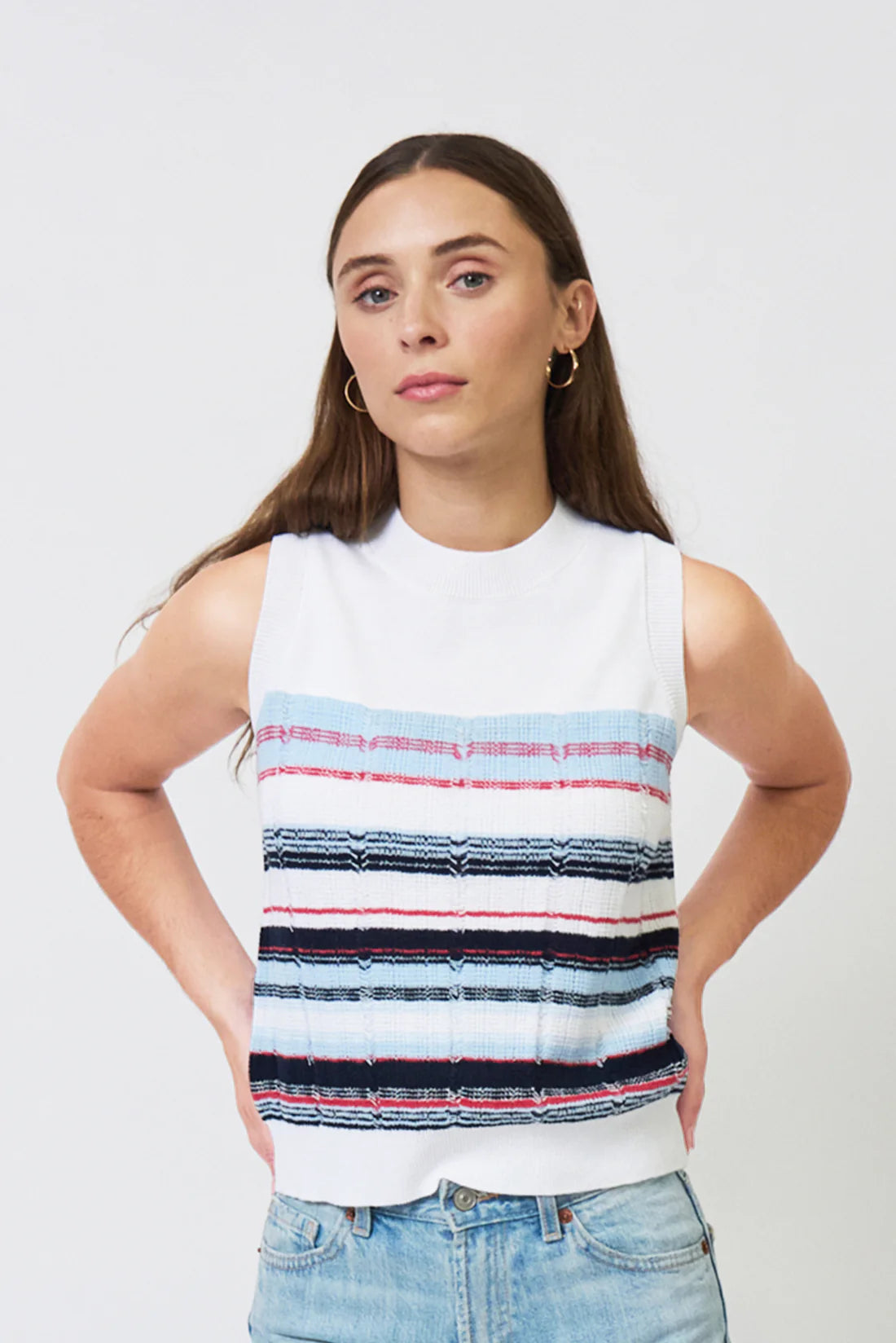 Central Park West Clover Novelty Stripe Shell Top