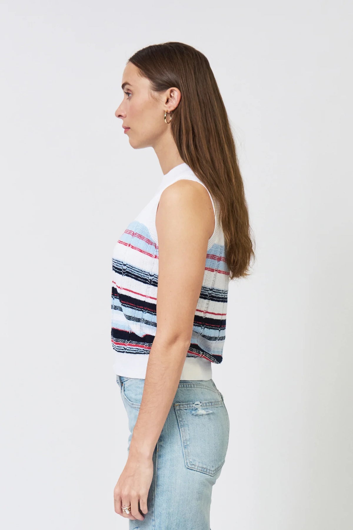 Central Park West Clover Novelty Stripe Shell Top
