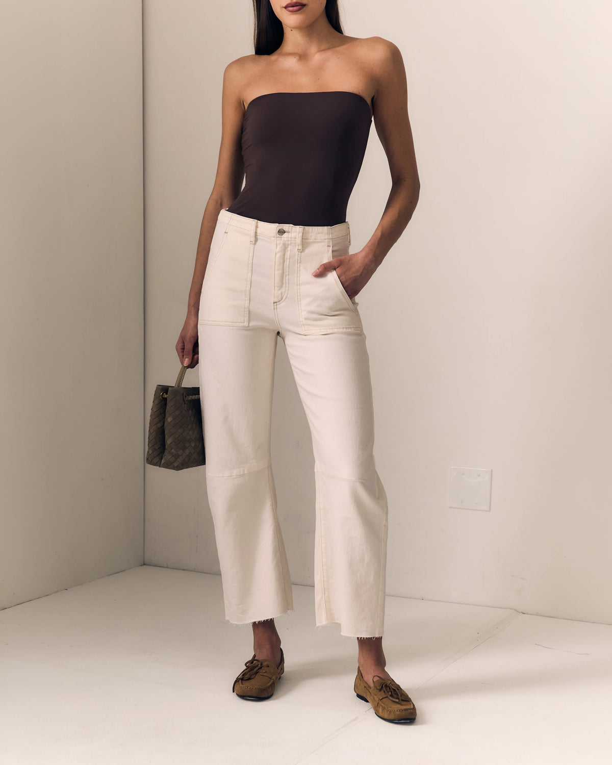 Le Jean Utility Soft Barrel Jeans - Bone