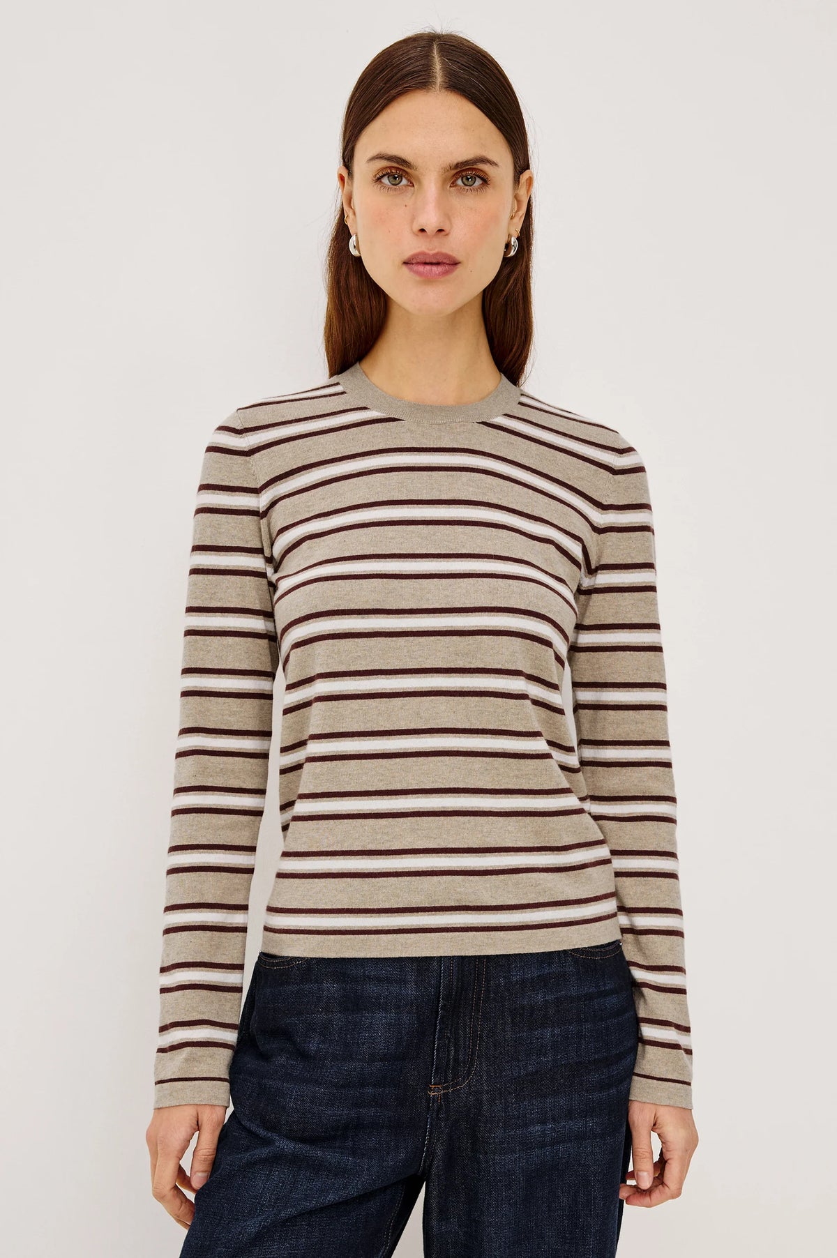 Rails Davie Long-Sleeve Stripe Sweater - Heather Oat Stripe