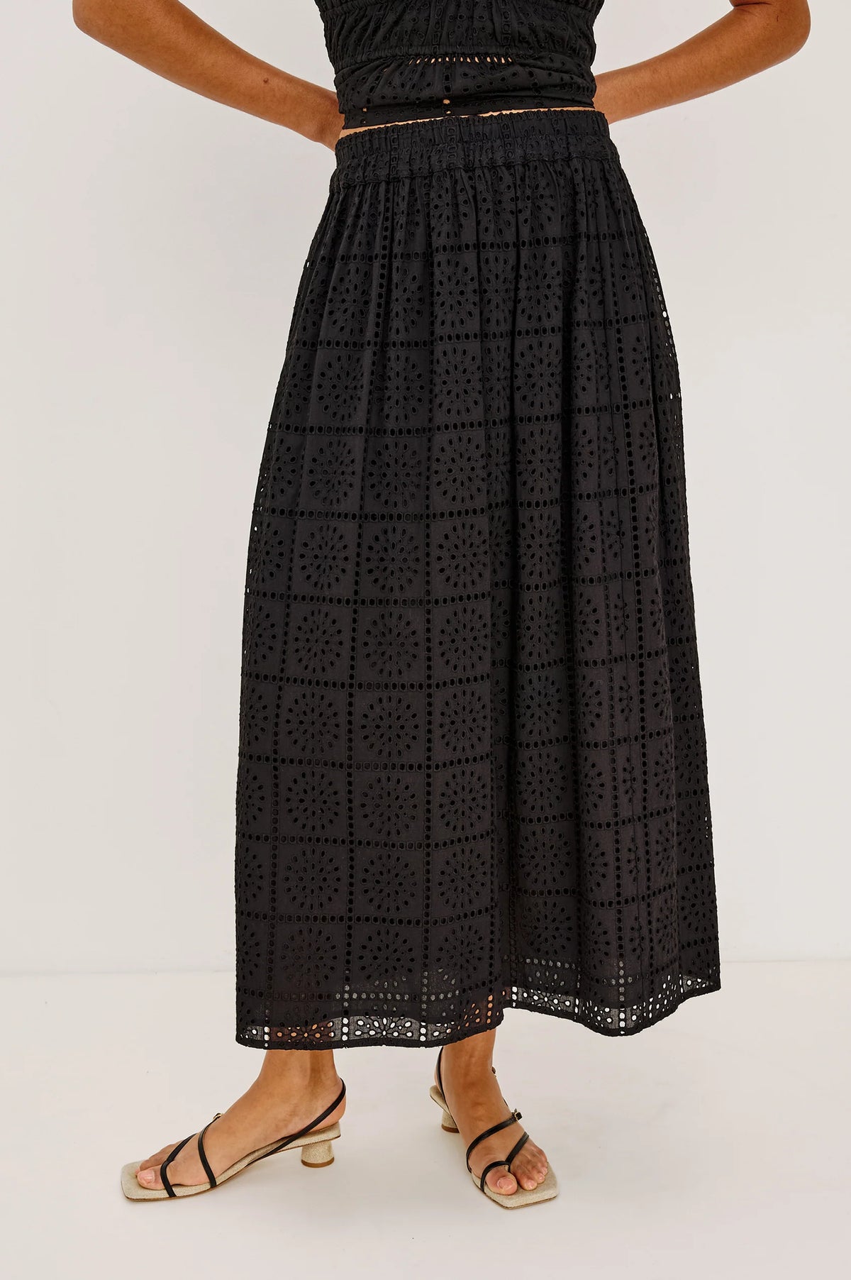 Rails Dax Skirt - Black Grid Embroidery