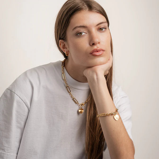 Erin Fader Isla Chain Necklace with Heart Charm