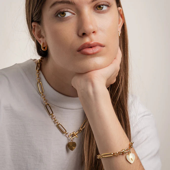 Erin Fader Isla Chain Bracelet with Heart Charm