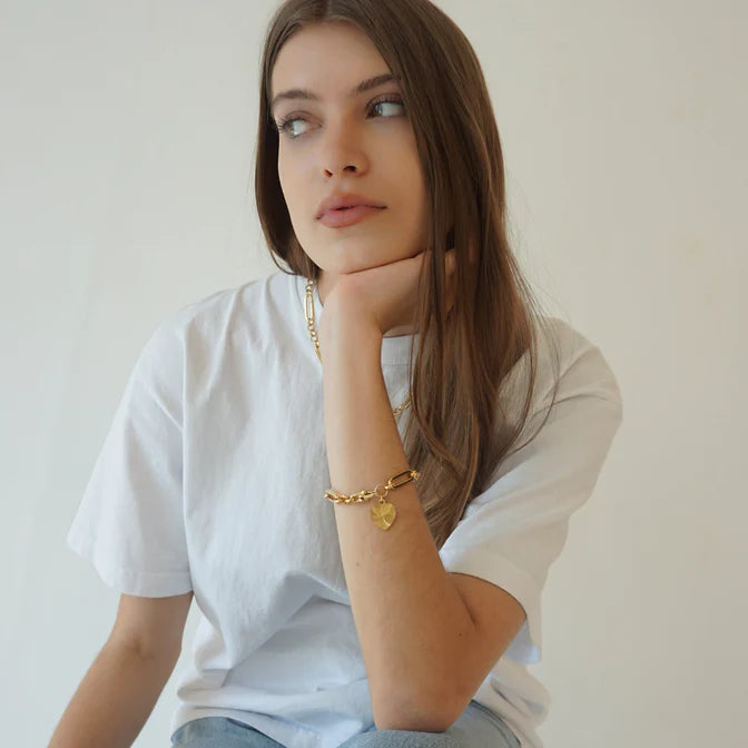 Erin Fader Isla Chain Bracelet with Heart Charm