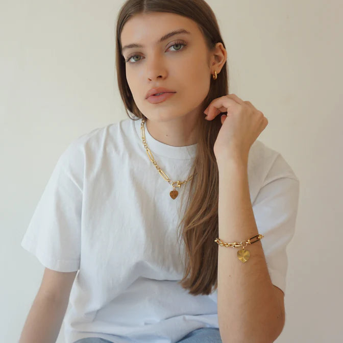 Erin Fader Isla Chain Necklace with Heart Charm
