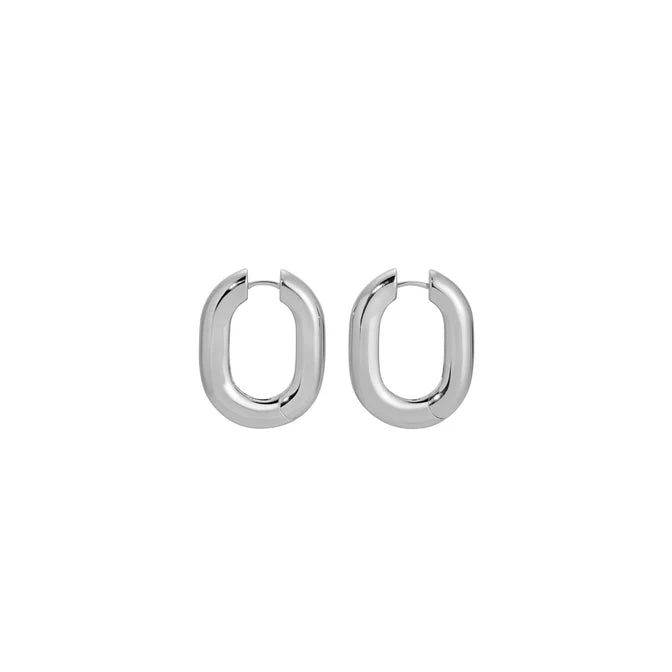 Erin Fader Icon Oval Hoops - Sterling Silver - Petite