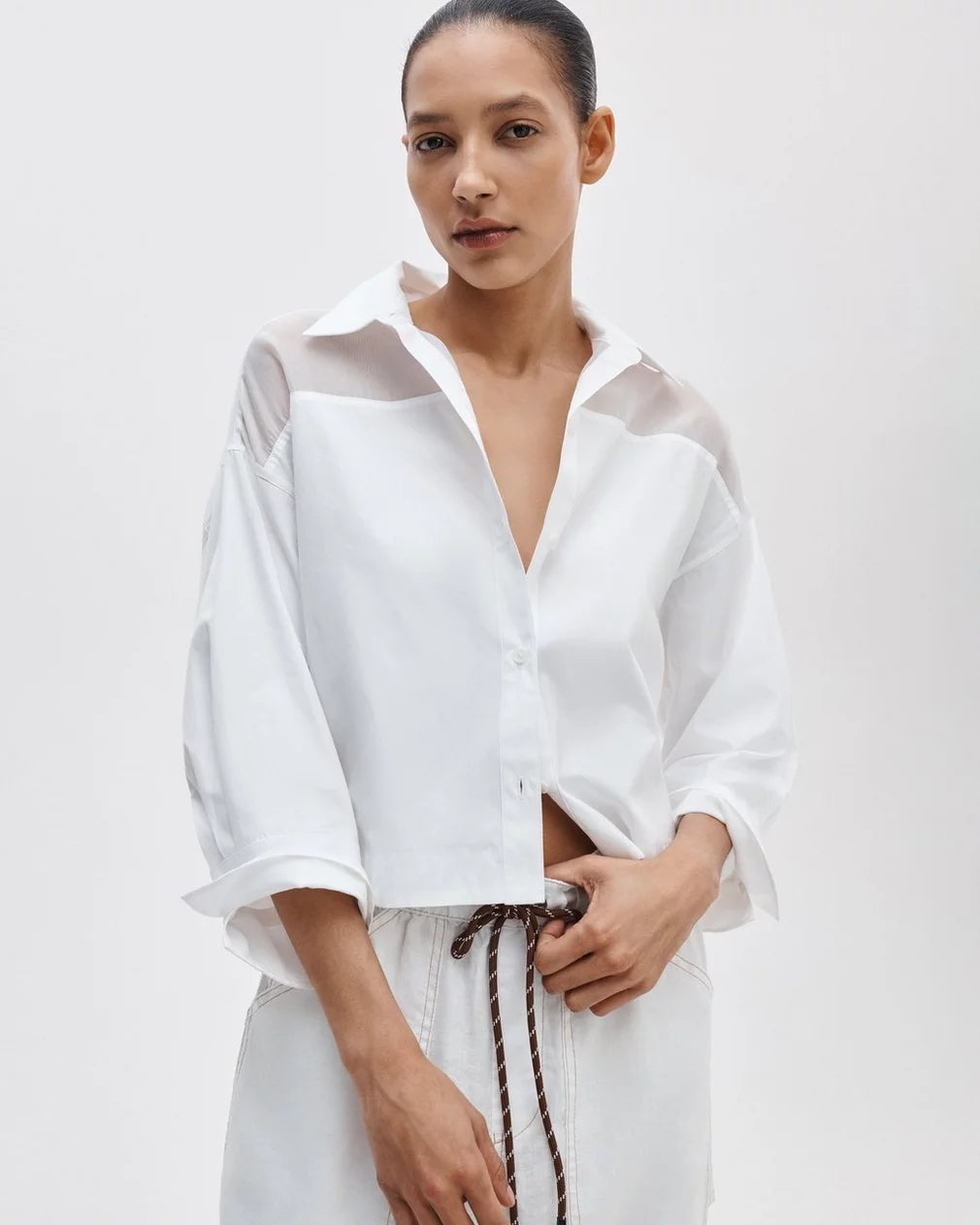 rag & bone Elly Poplin-Organza Shirt