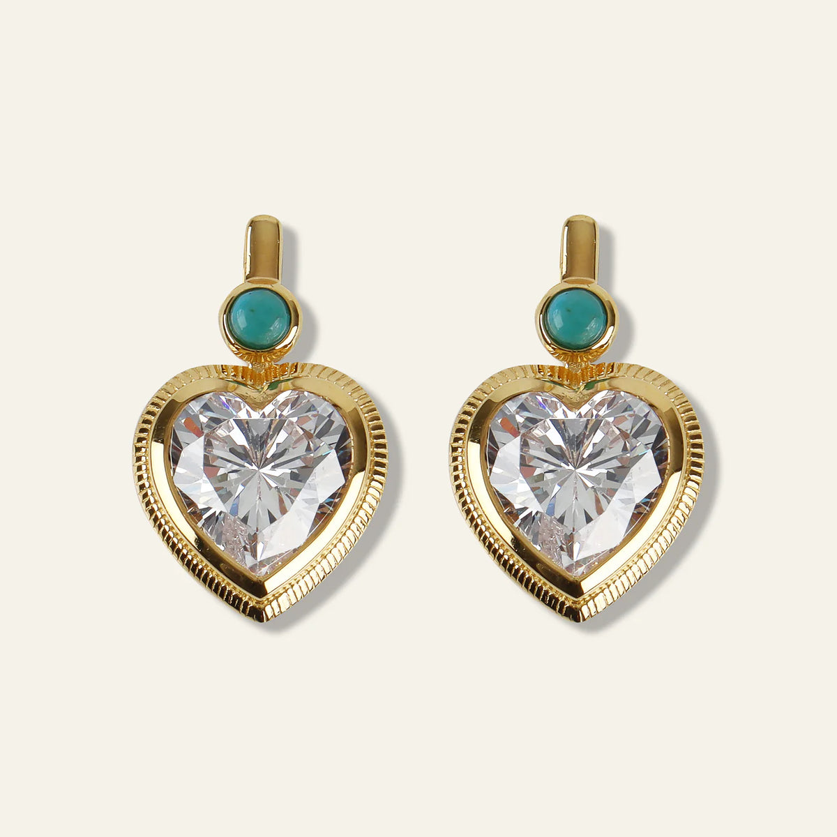 Hart Bezel Heart Earrings with Turquoise