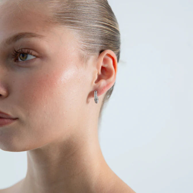 Erin Fader The Deco Hoops -Silver Petite