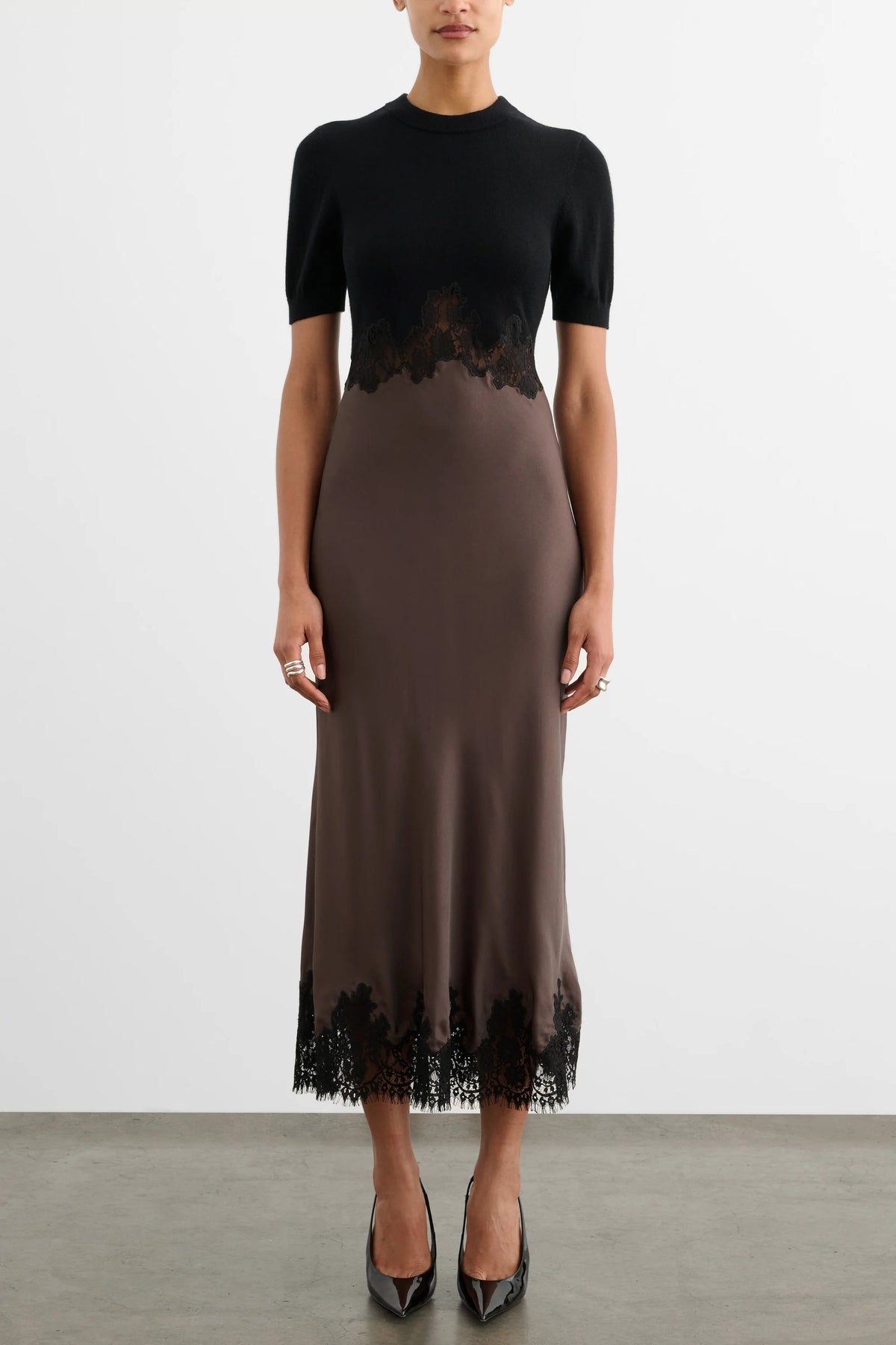 Toccin Kaya Combo Midi Dress - Jet/Espresso