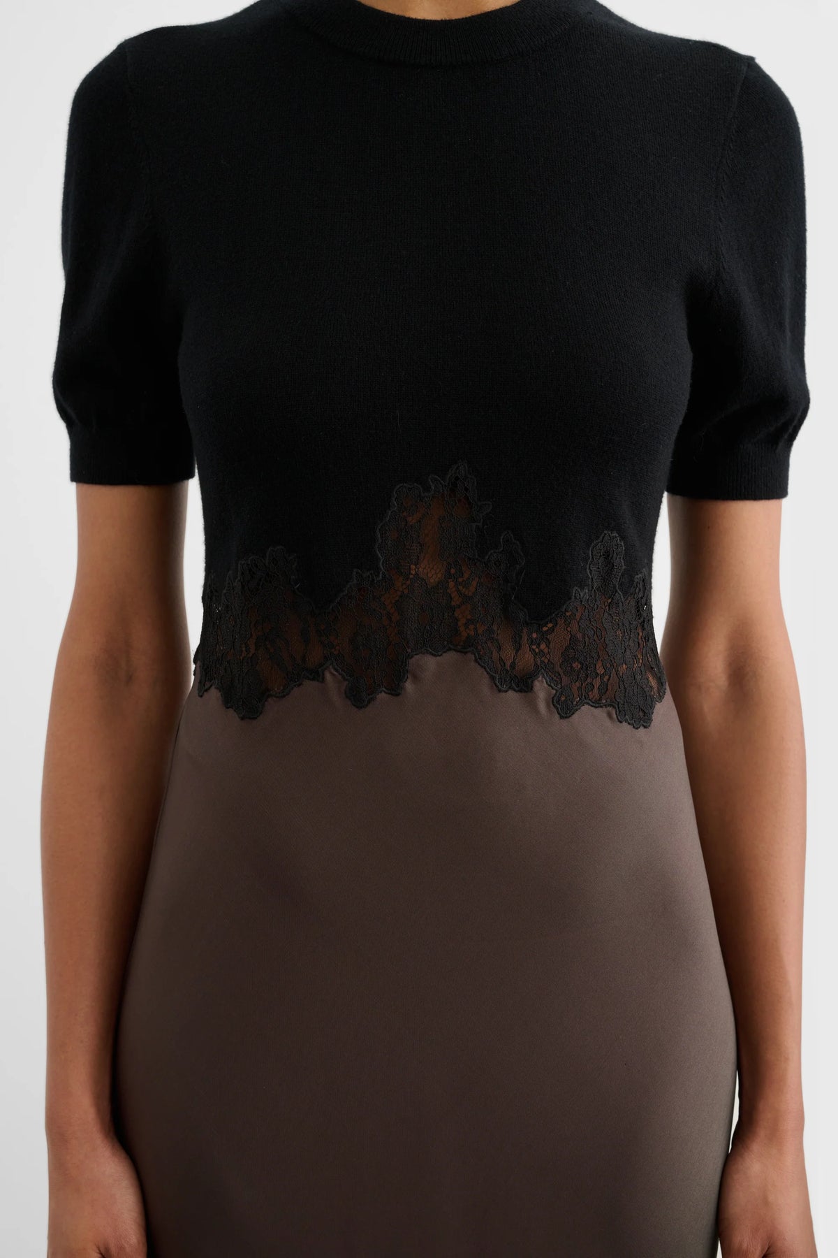 Toccin Kaya Combo Midi Dress - Jet/Espresso