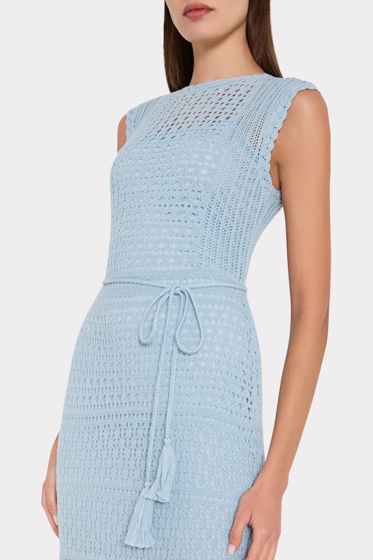 Milly Kai Crochet Midi Dress - Light Blue