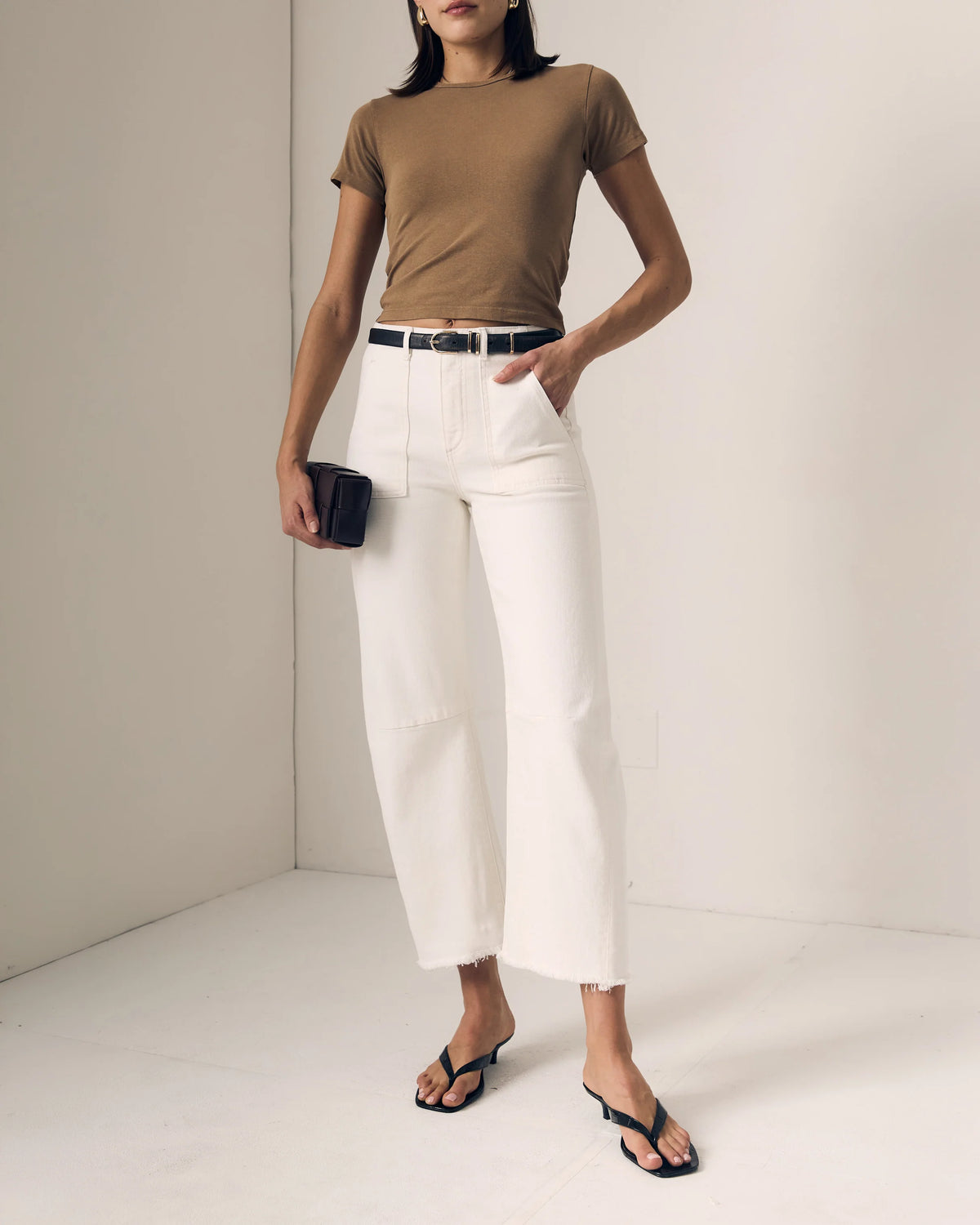 Le Jean Utility Soft Barrel Jeans - White