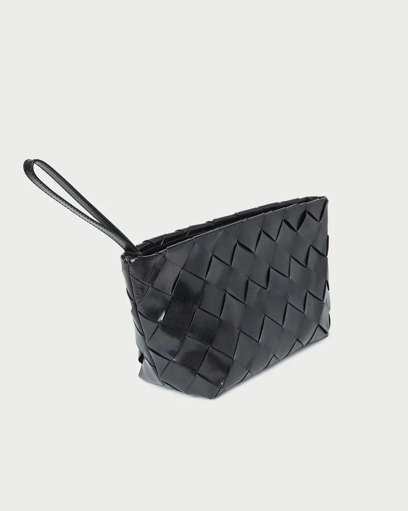 Loeffler Randall Melina Black Woven Leather Clutch - Black