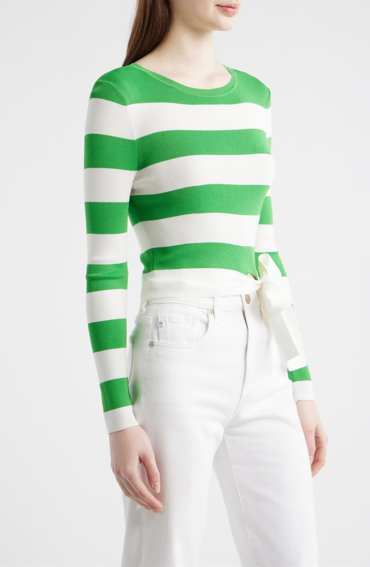 Milly Gia Stripe Waist Tie Pullover