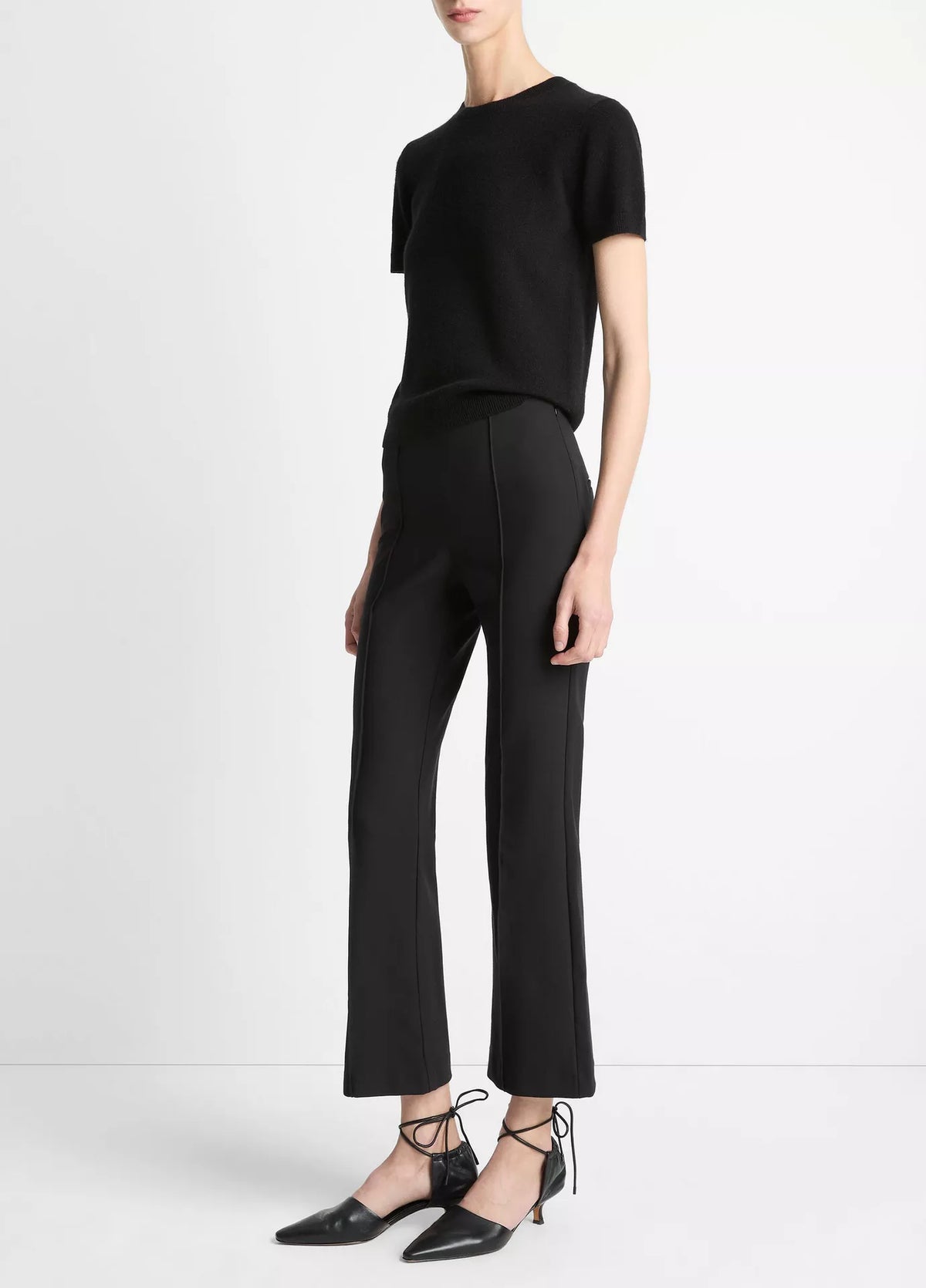 Vince Niki Mid-Rise Pintuck Crop Flare Pant