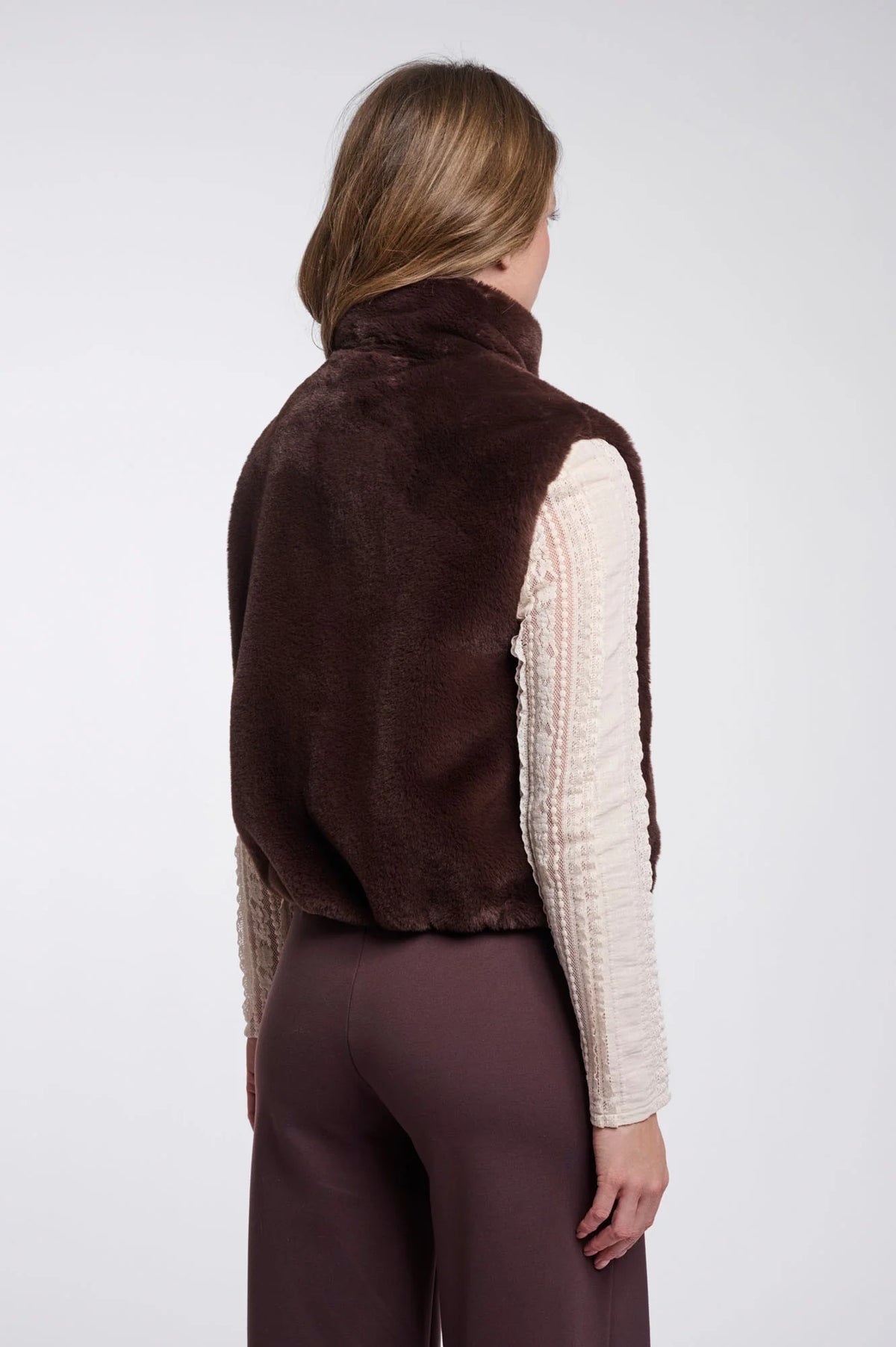 Rino & Pelle Nikki Faux Fur Vest - Coffee Roast