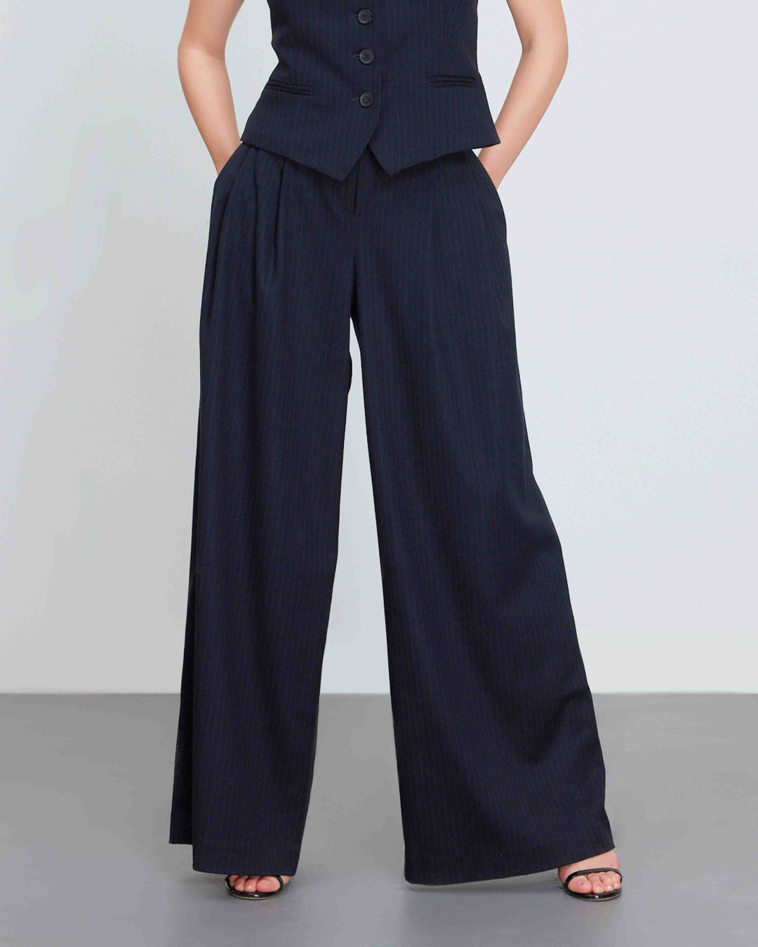 Olivia Pinstripe Pleated Pant