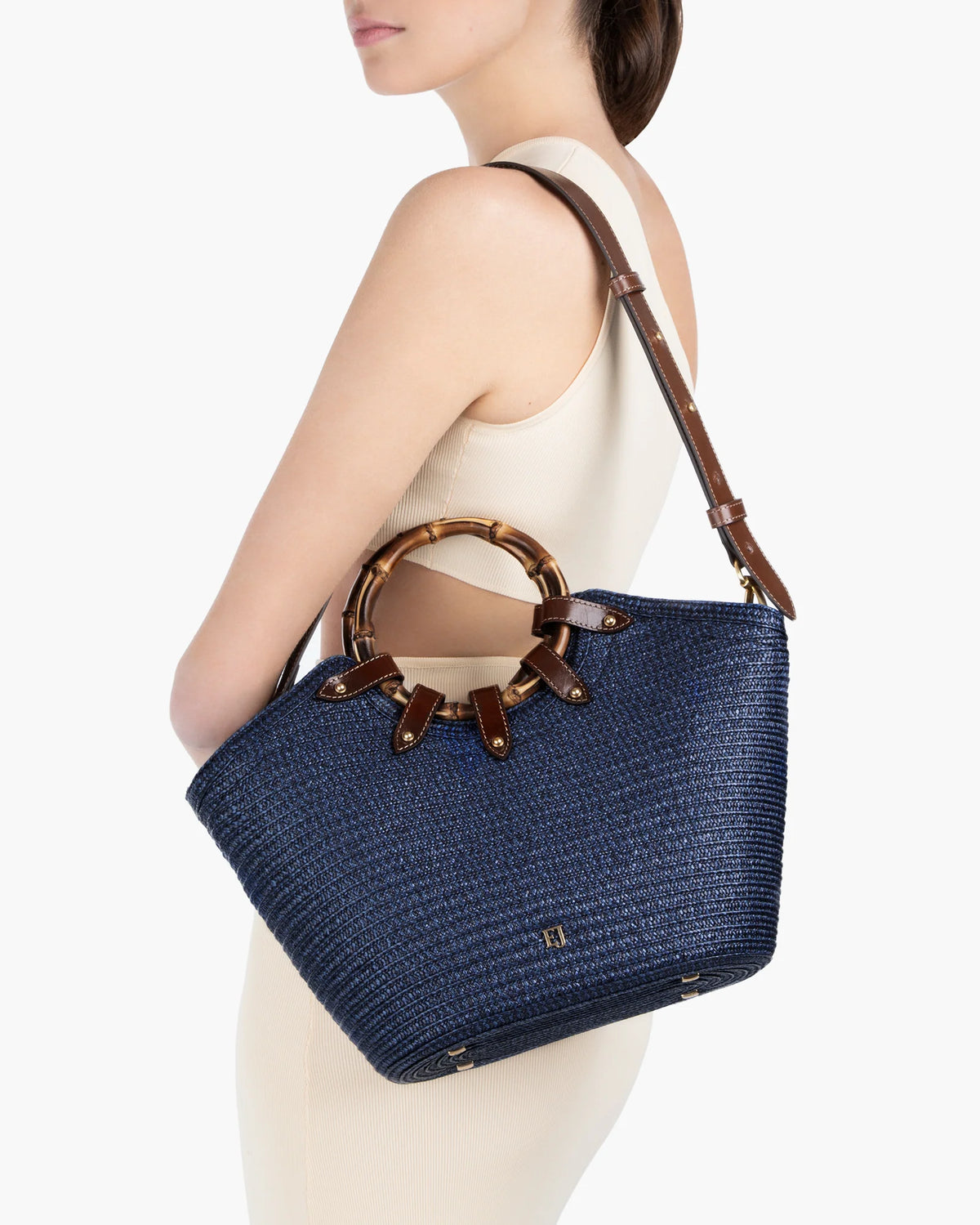 Eric Javits My Way Straw Bag - Navy